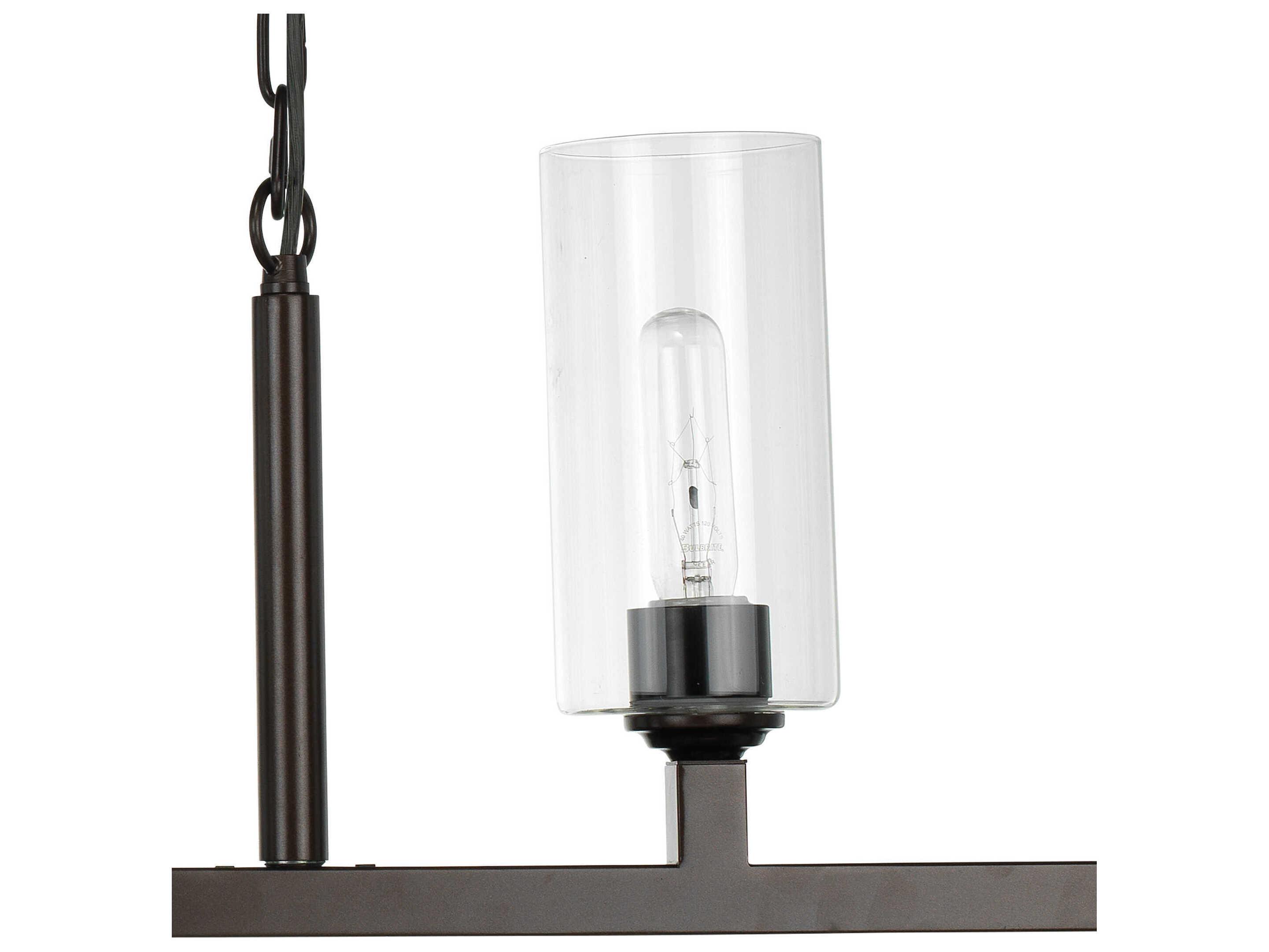 Jamie Young Linear 6-Light Oil Rubbed Bronze Clear Glass Cylinder Island Pendant