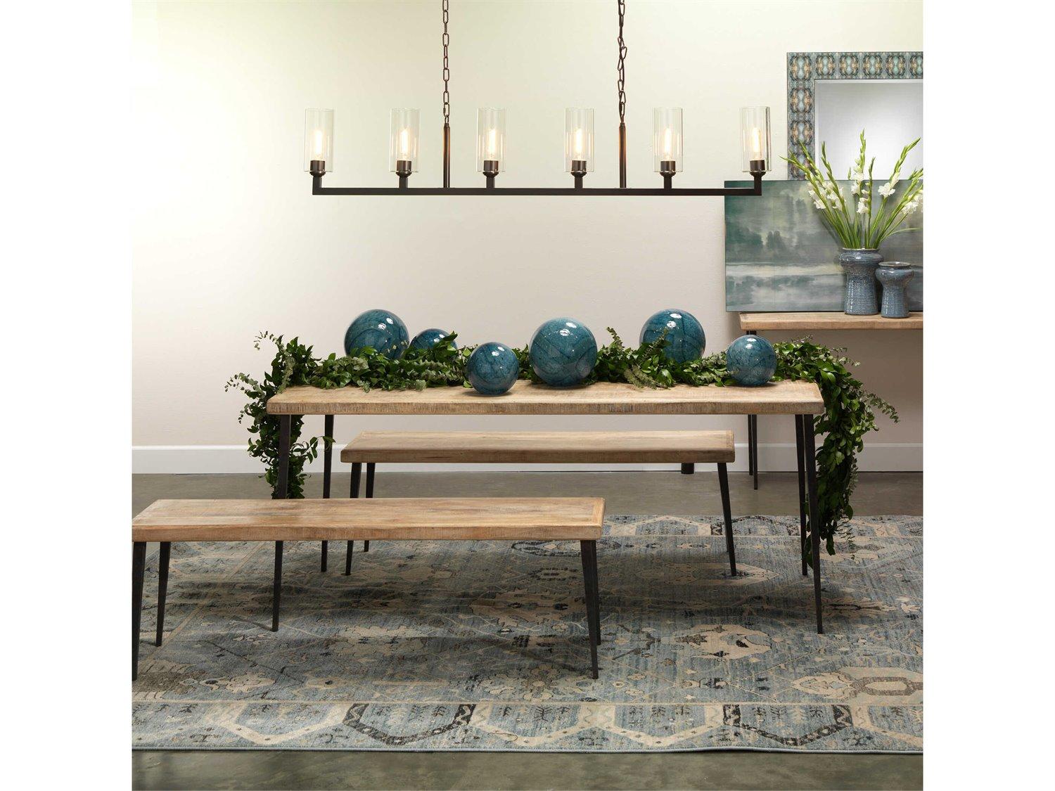 Jamie Young Linear 6-Light Oil Rubbed Bronze Clear Glass Cylinder Island Pendant