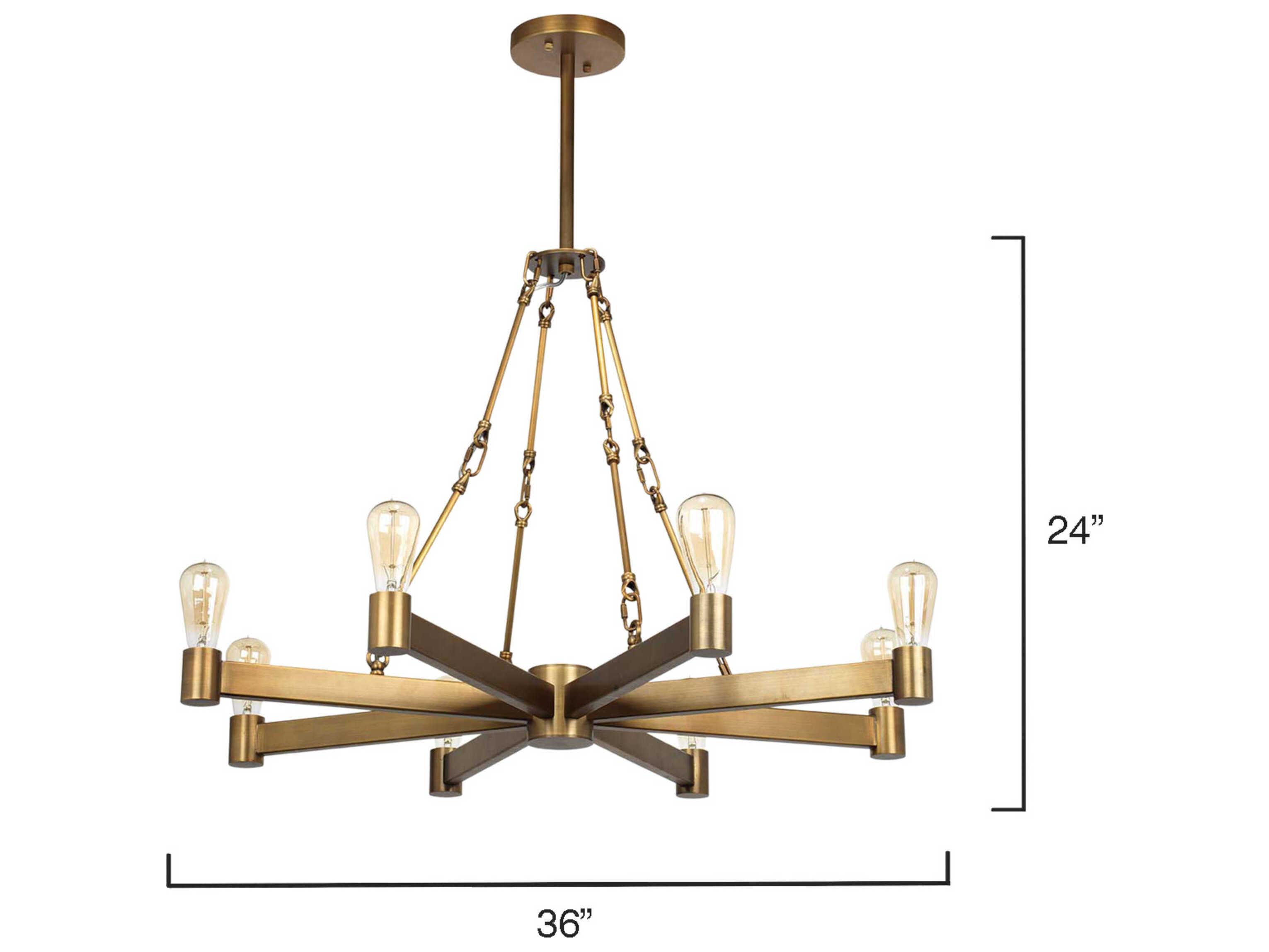 Jamie Young Manchester 8-Light Antique Brass Linear Sputnik Chandelier