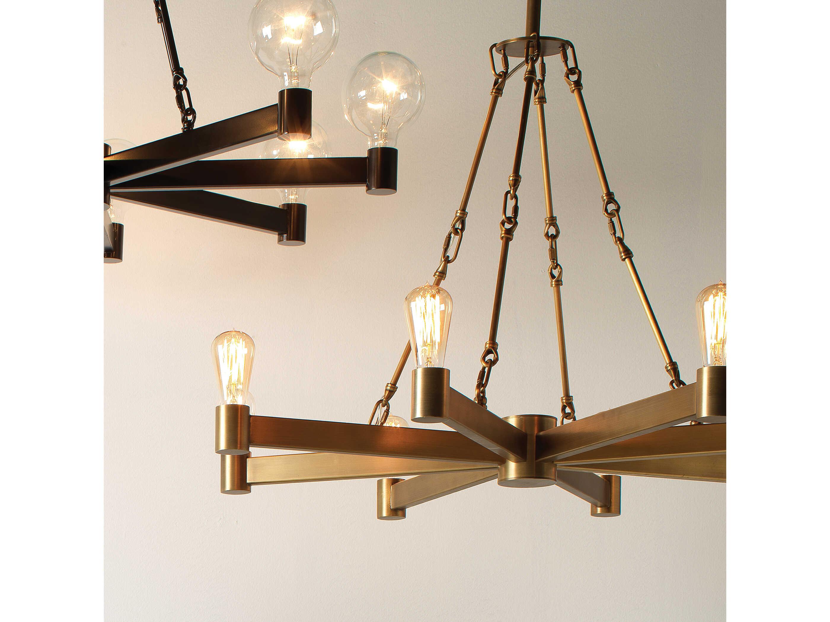 Jamie Young Manchester 8-Light Antique Brass Linear Sputnik Chandelier