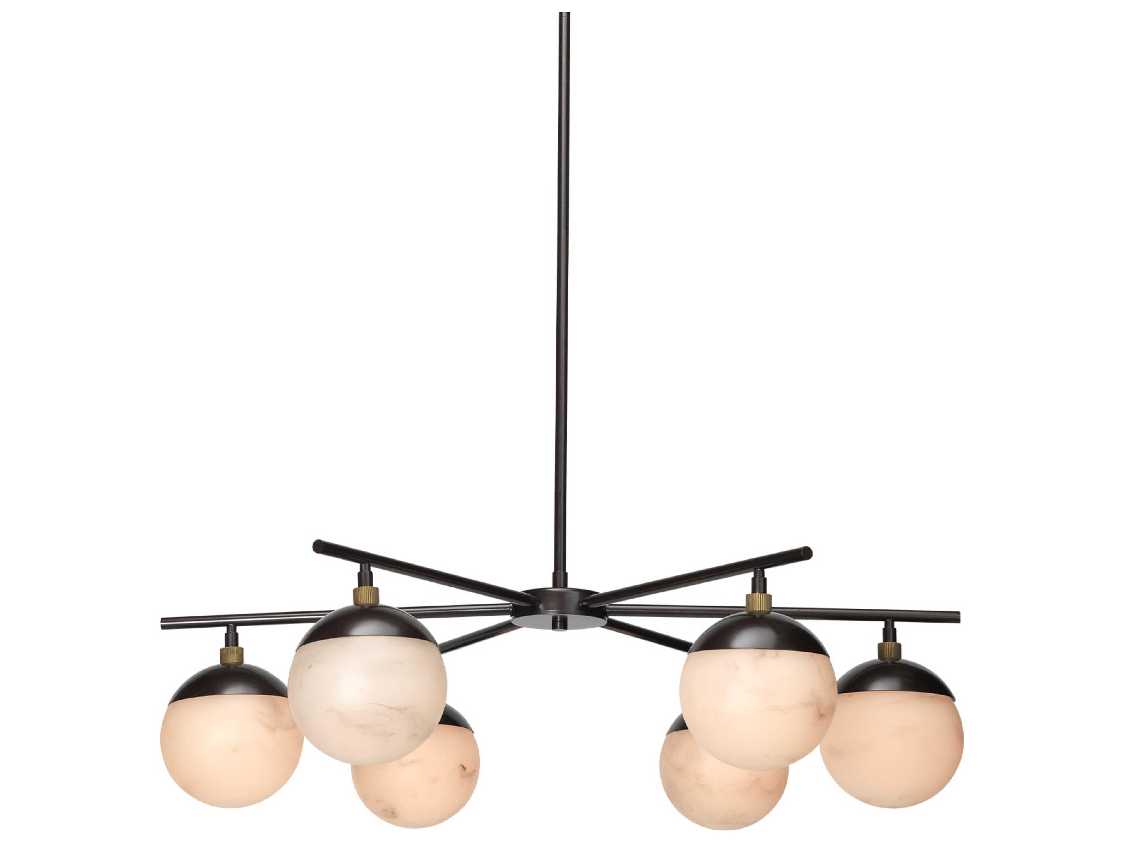 Jamie Young 6-Light Oil Rubbed Bronze Antique Brass LED Candelabra Globe Round Chandelier