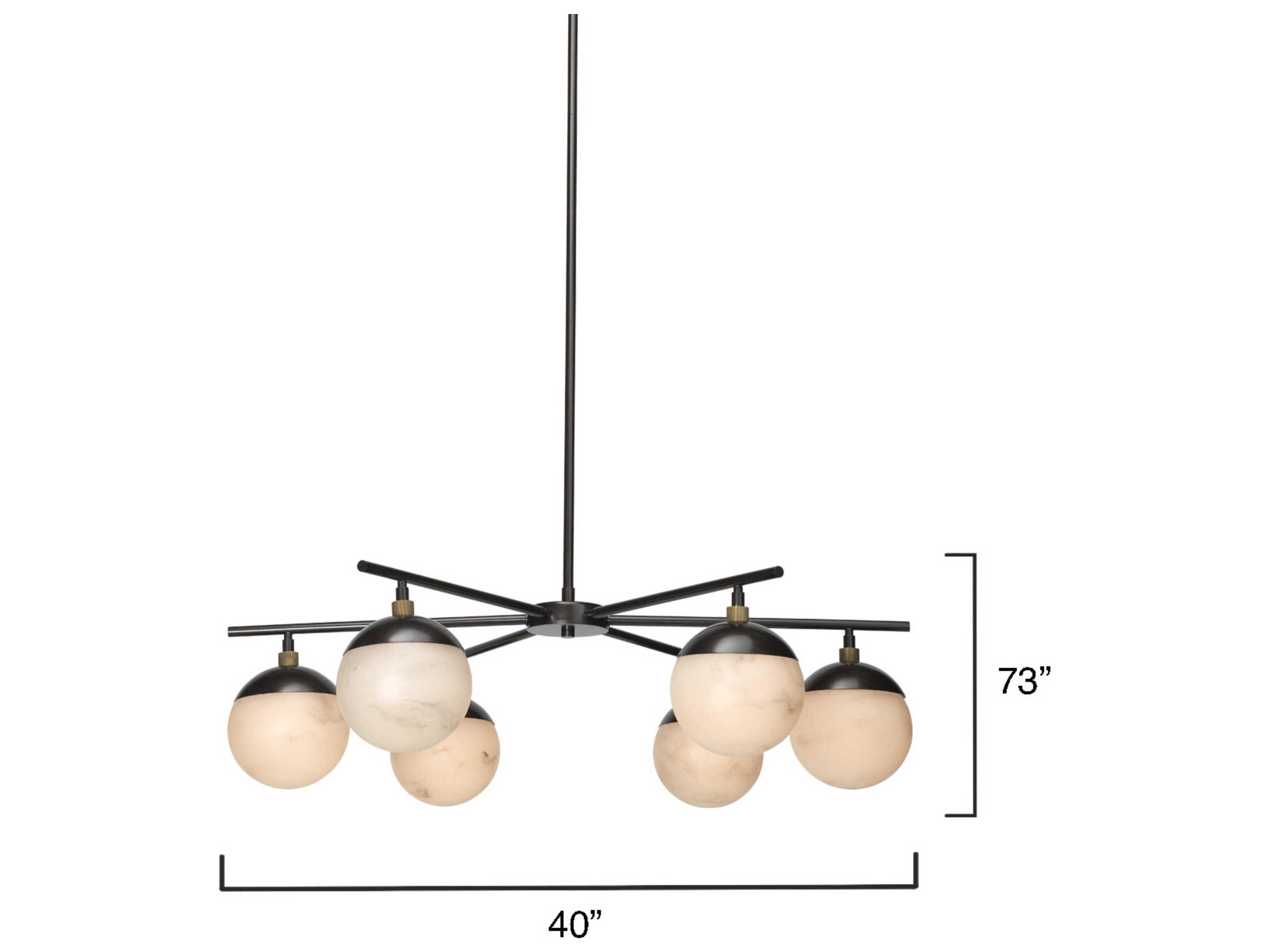 Jamie Young 6-Light Oil Rubbed Bronze Antique Brass LED Candelabra Globe Round Chandelier