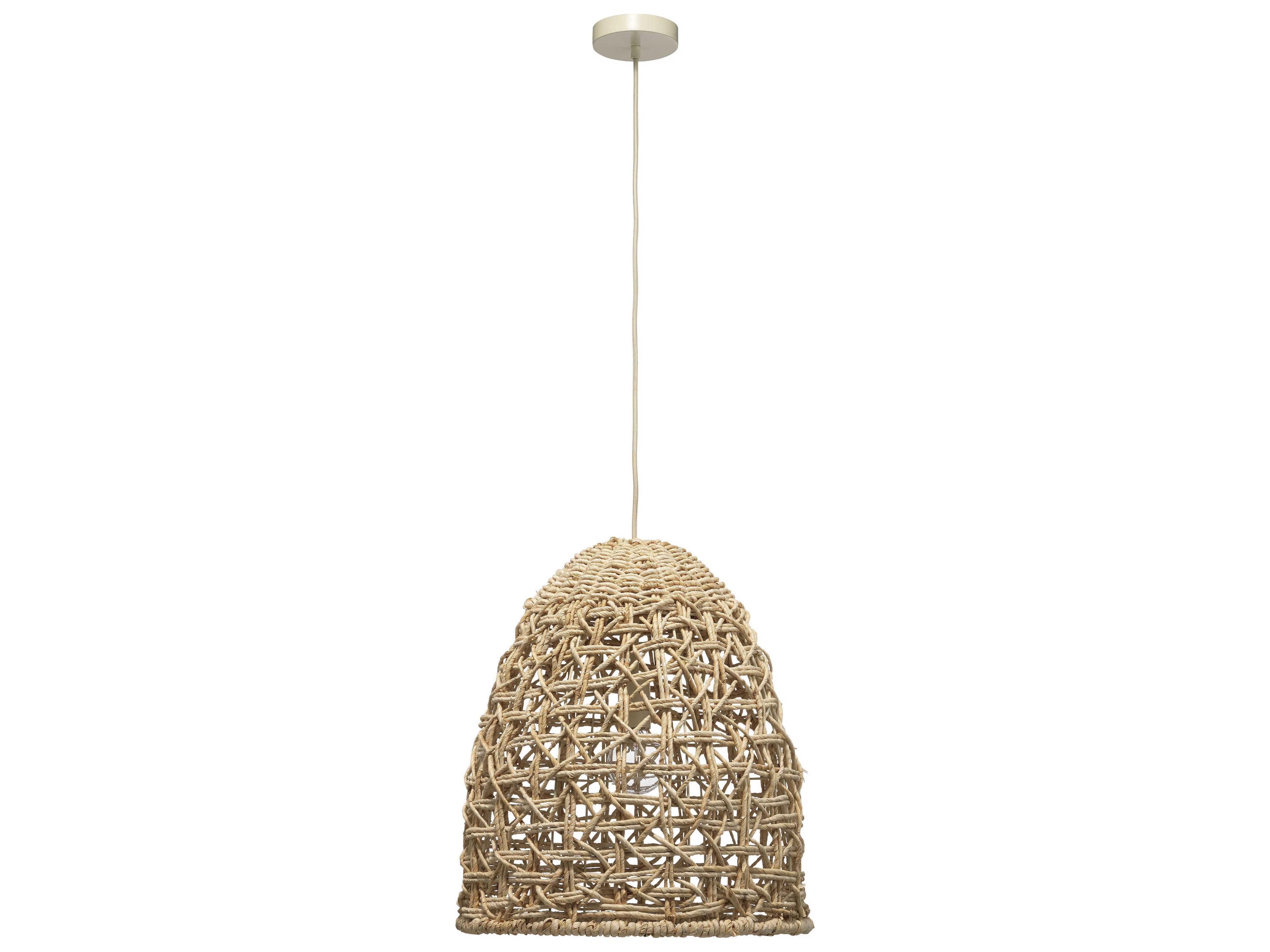Jamie Young 1-Light Natural Corn Straw Rope Wood Geometric Pendant