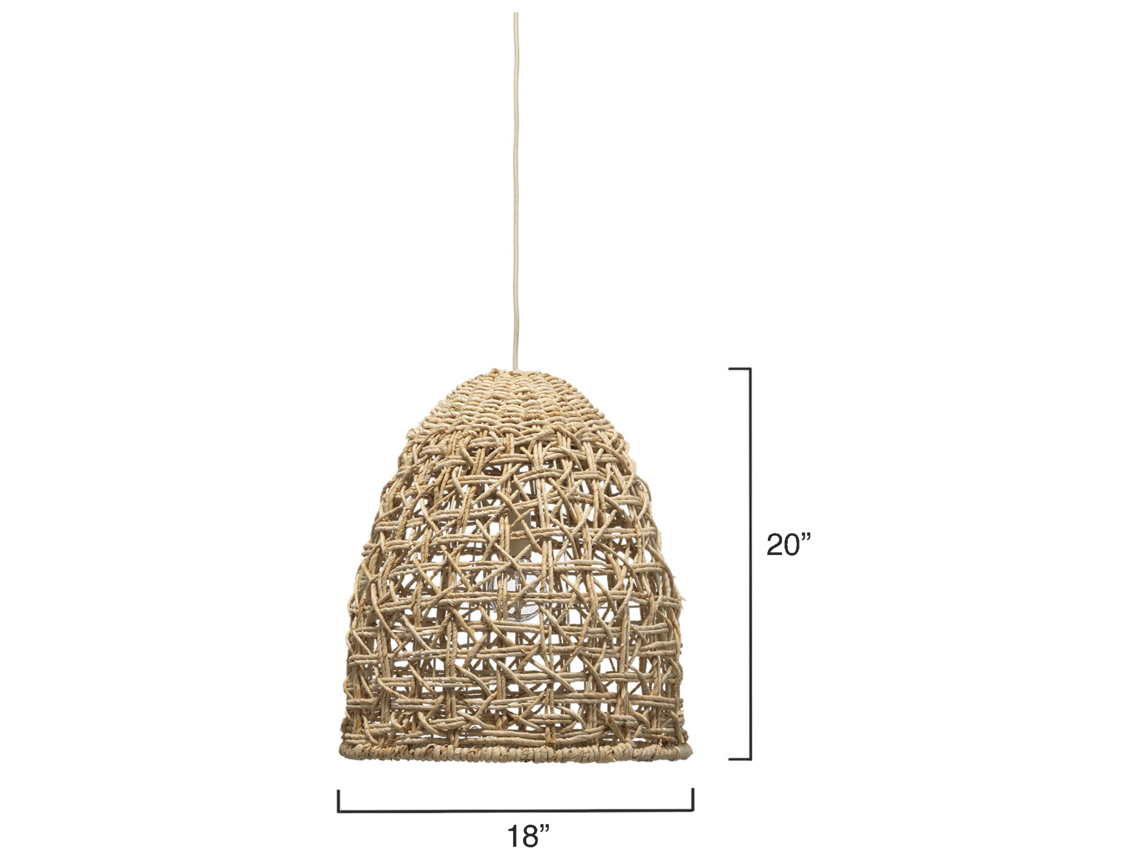 Jamie Young 1-Light Natural Corn Straw Rope Wood Geometric Pendant