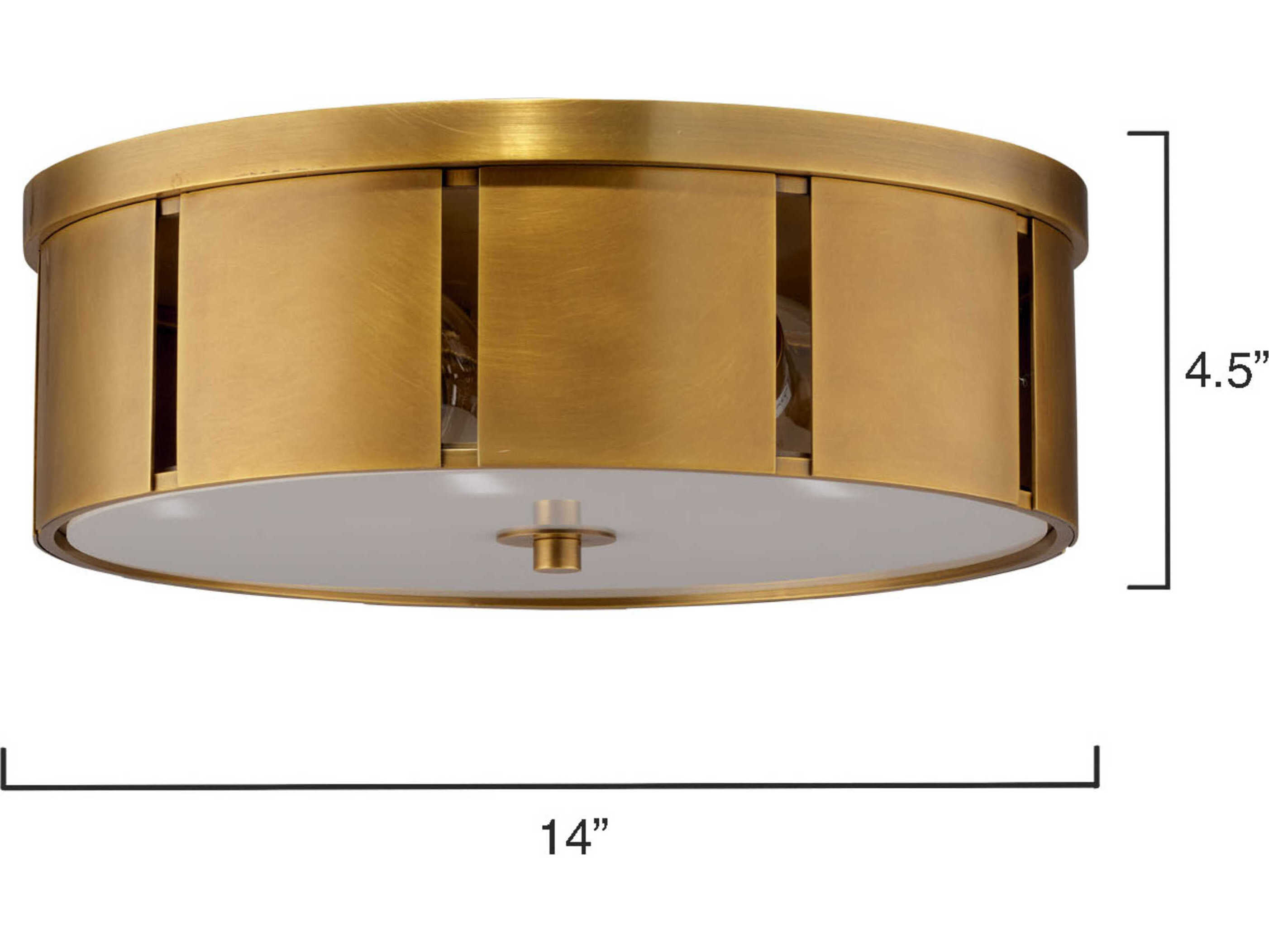 Jamie Young 2-Light Antique Brass With Acrylic Diffuser Drum Flush Mount
