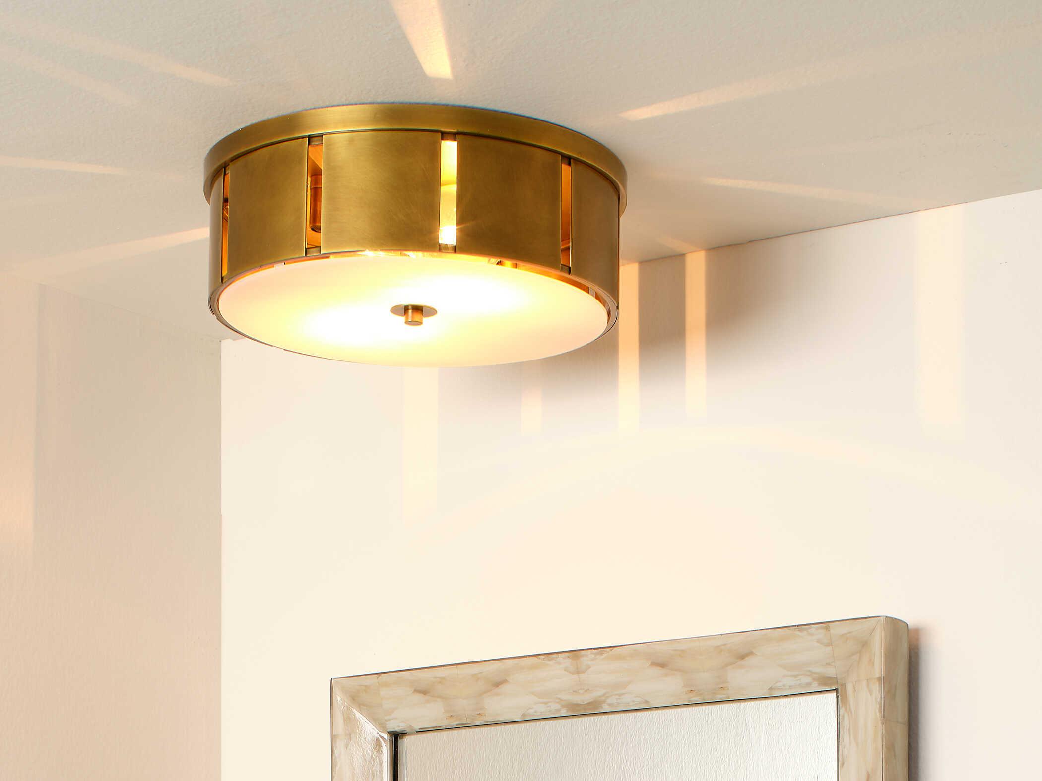 Jamie Young 2-Light Antique Brass With Acrylic Diffuser Drum Flush Mount