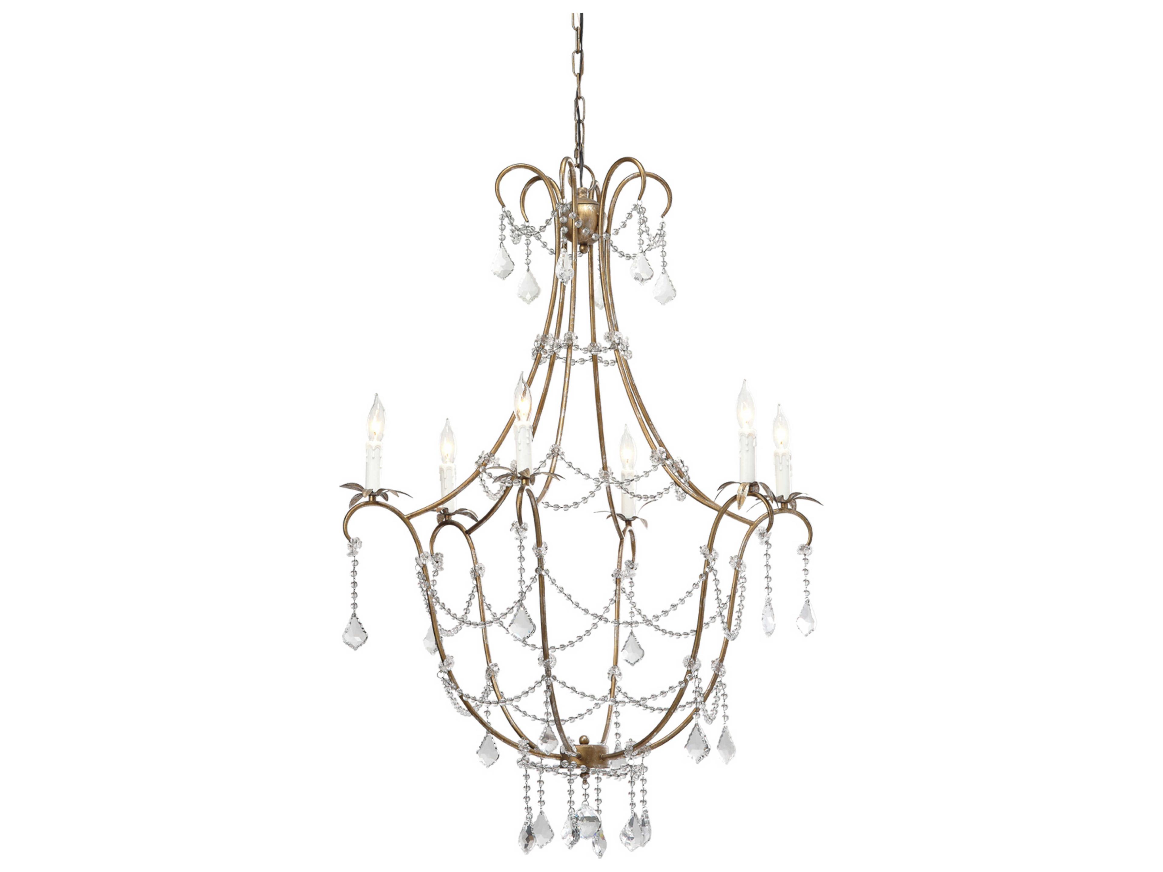 Jamie Young 12-Light Champagne Clear Gold Crystal Candelabra Chandelier