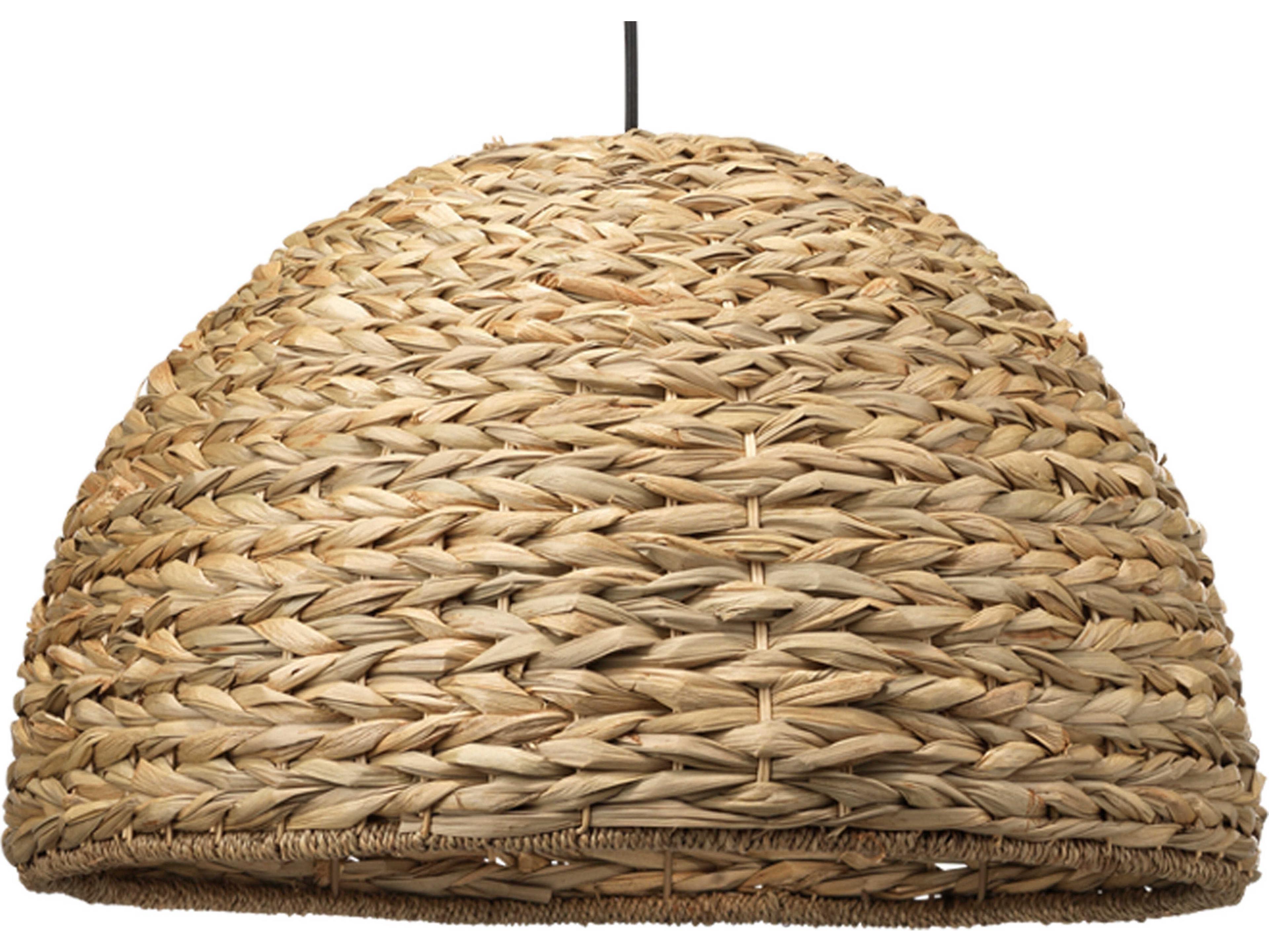 Jamie Young 1-Light Natural Seagrass Brown Bowl Dome Pendant