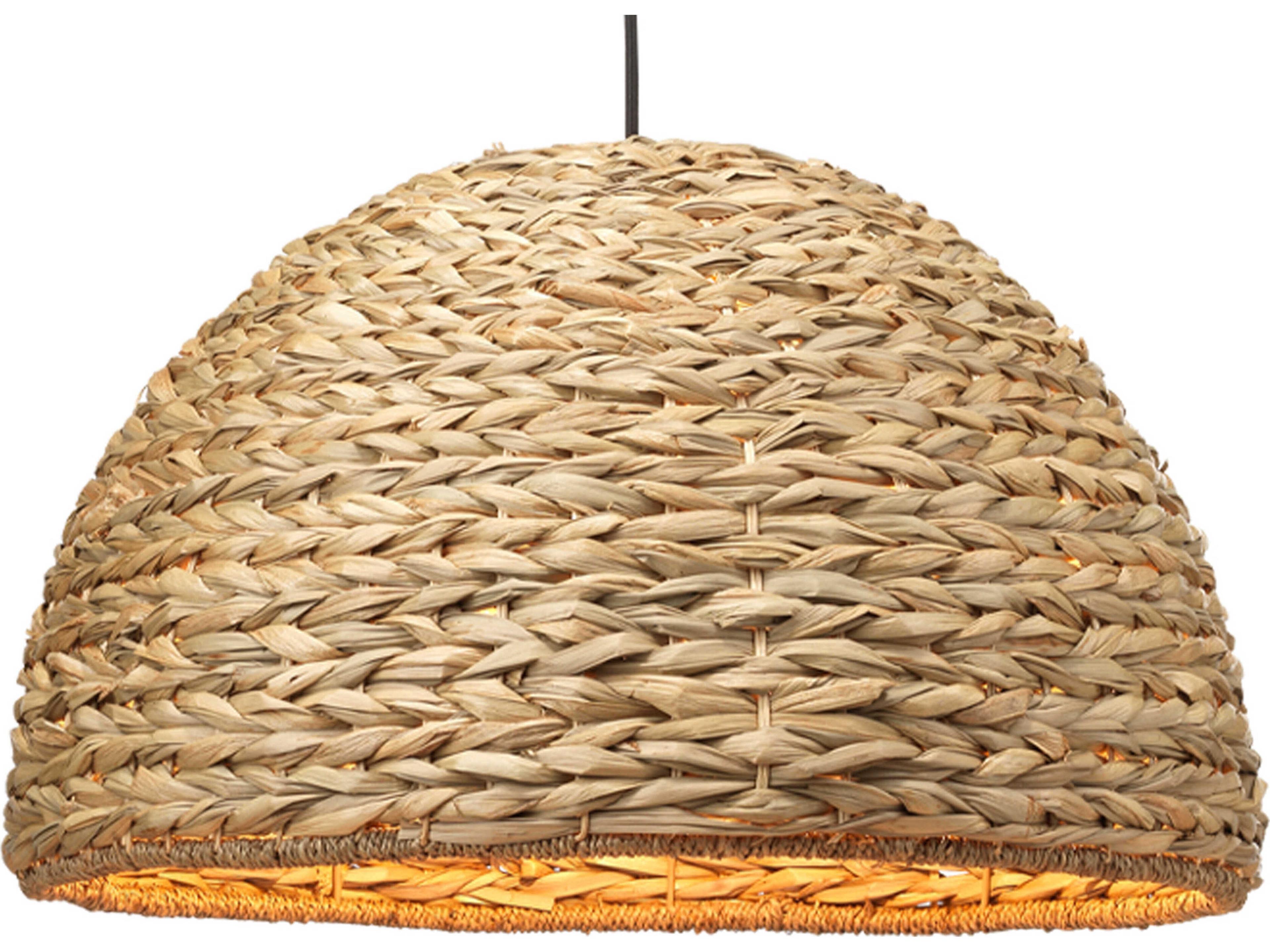 Jamie Young 1-Light Natural Seagrass Brown Bowl Dome Pendant