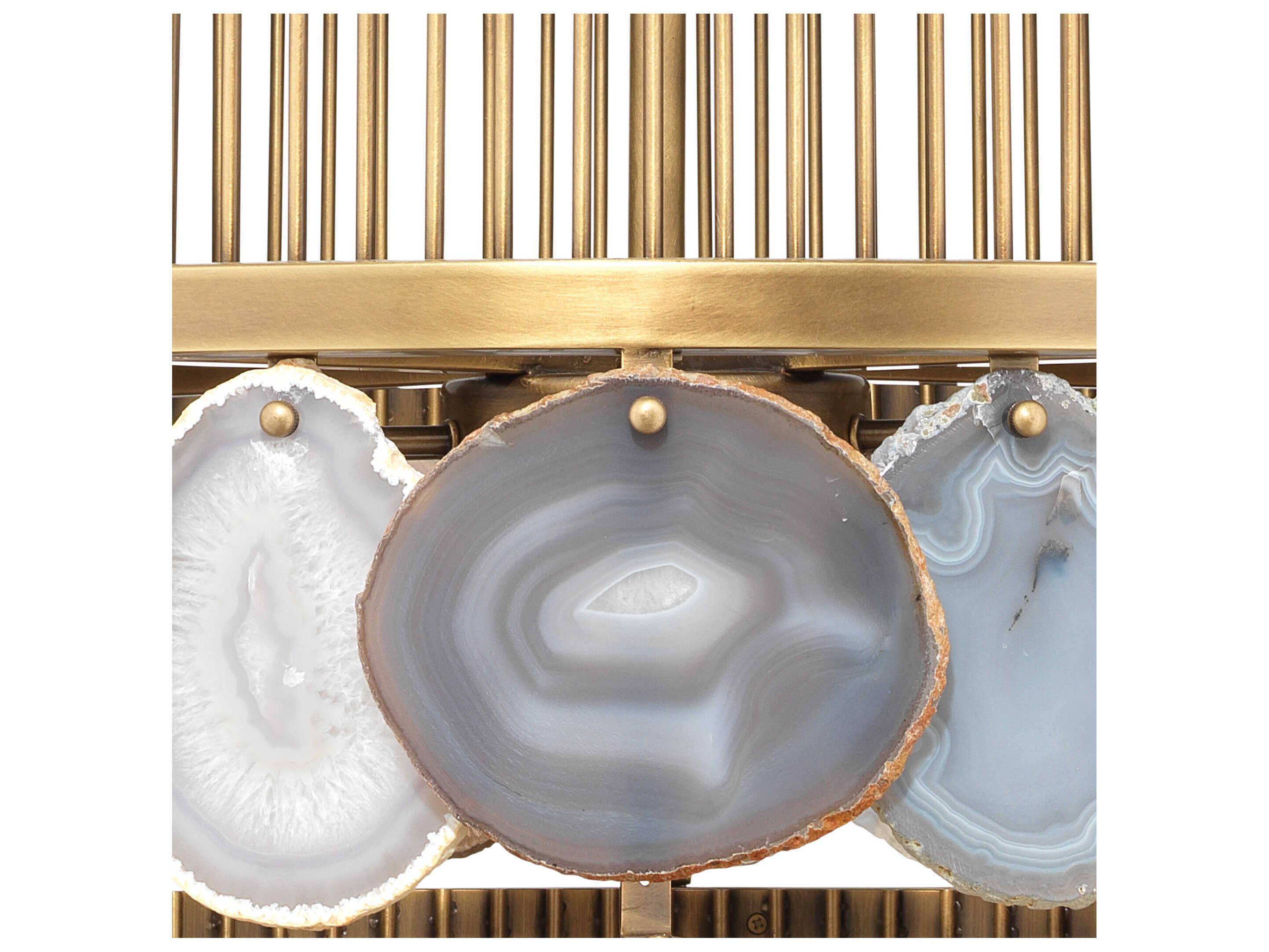 Jamie Young 8-Light Pale Lavender Agate Antique Brass Gray Cylinder Pendant