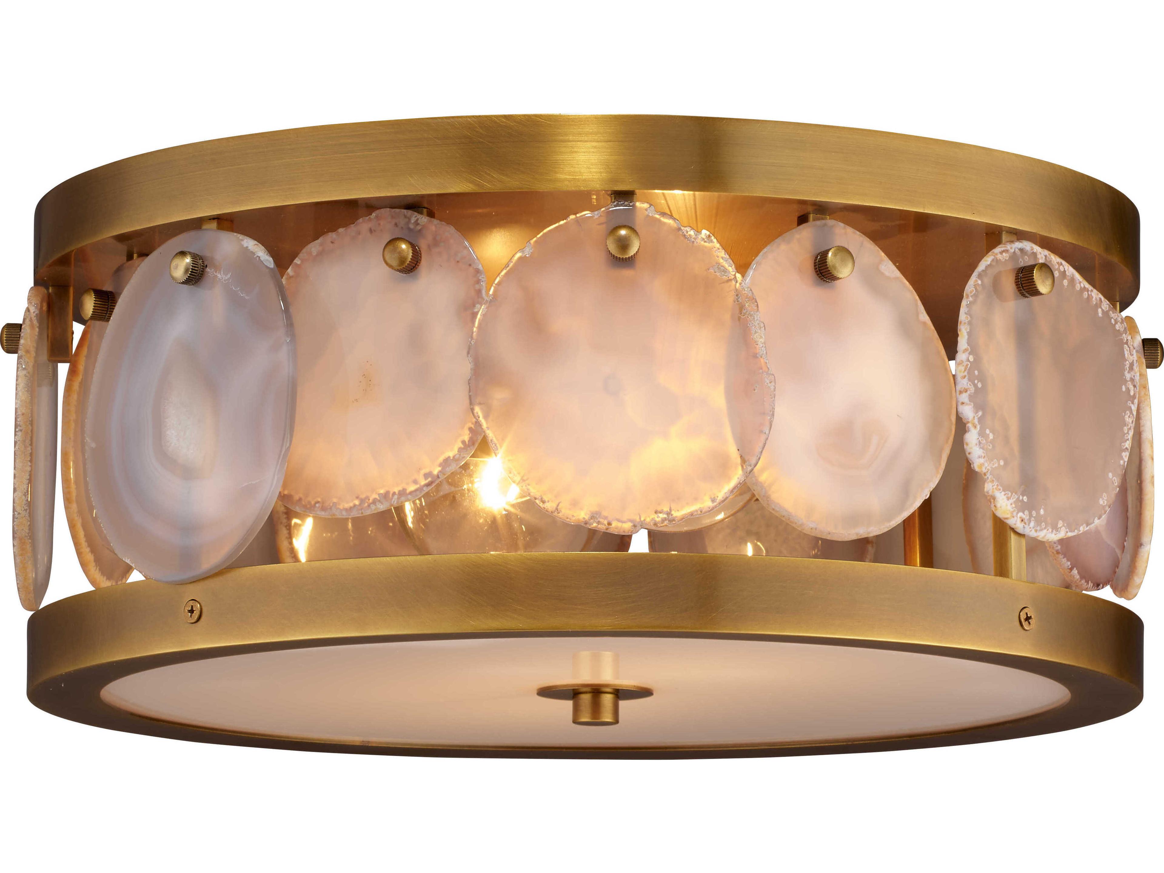 Jamie Young 2-Light Antique Brass With Acrylic Diffuser Drum Flush Mount