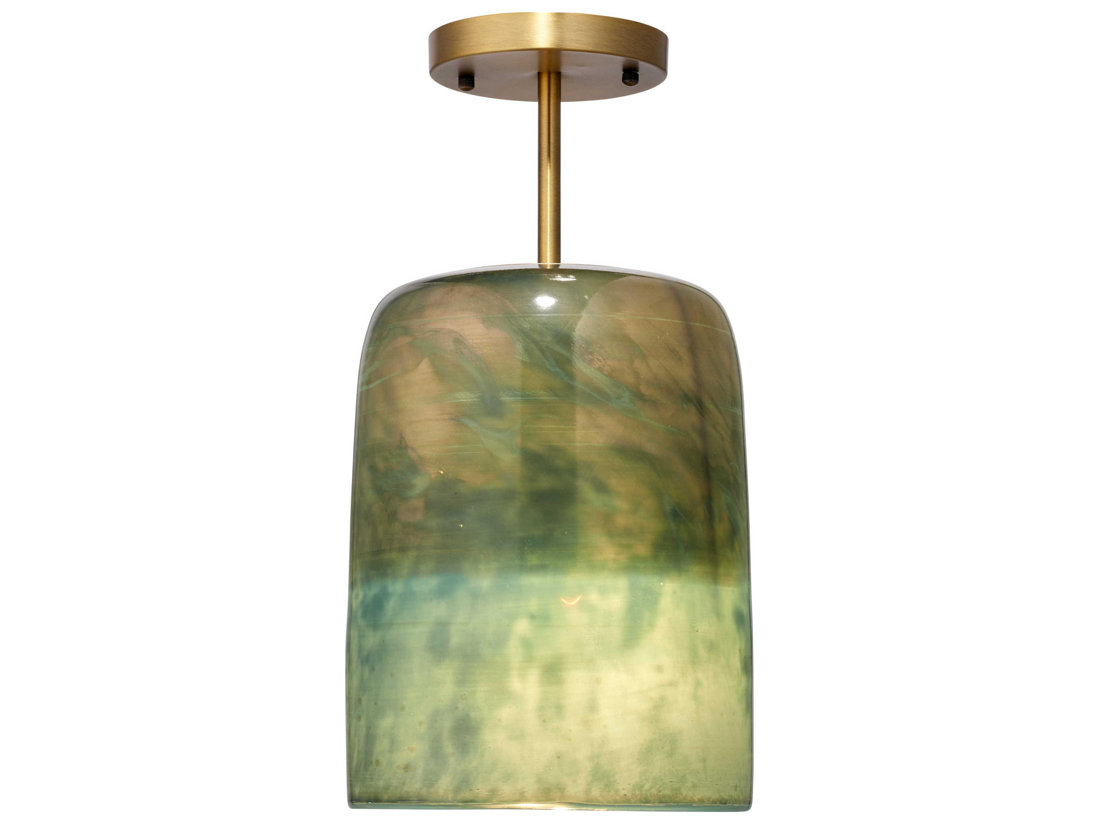 Jamie Young Vapor 1-Light Brass Glass Cylinder Semi Flush Mount