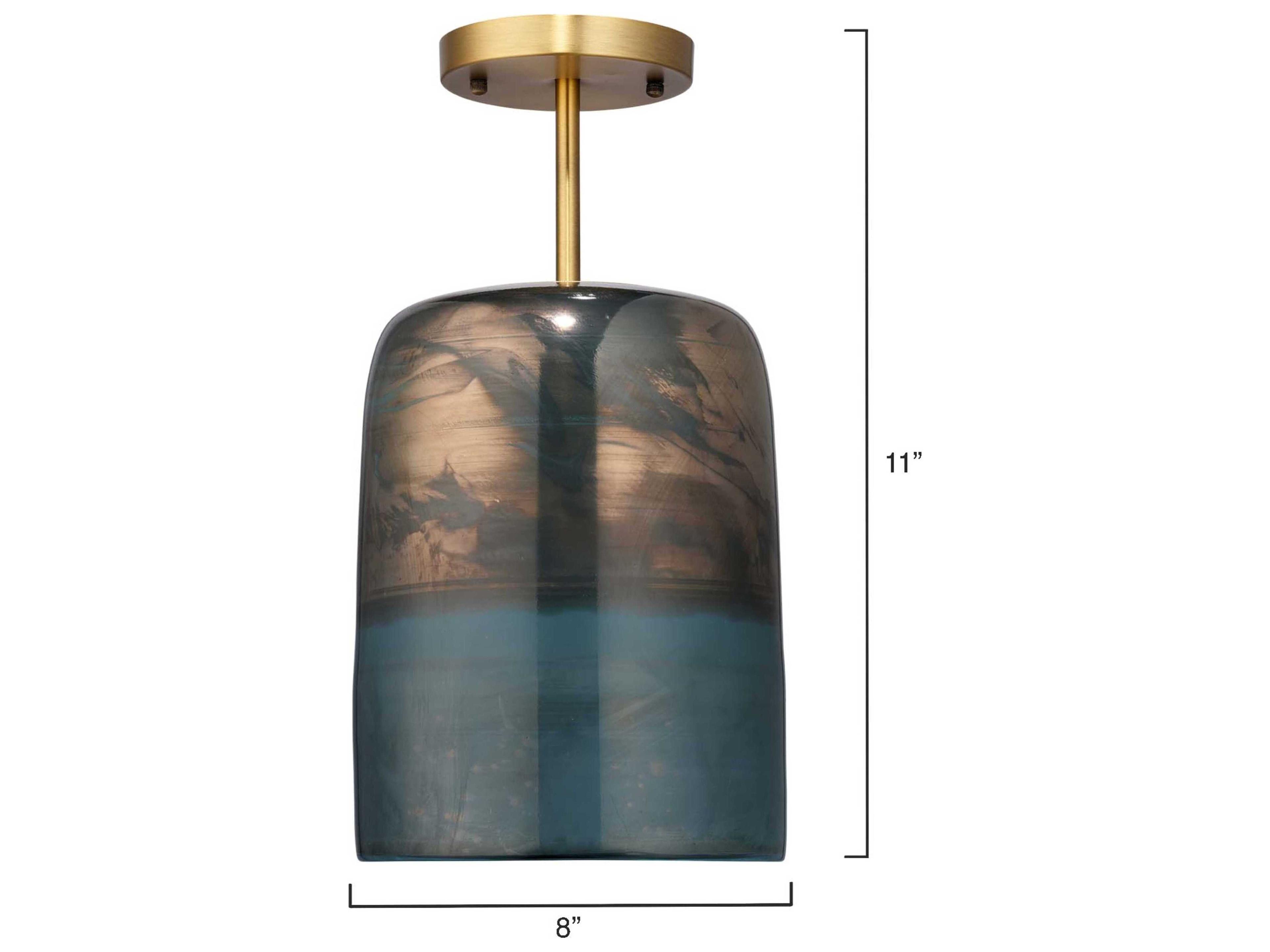 Jamie Young Vapor 1-Light Brass Glass Cylinder Semi Flush Mount