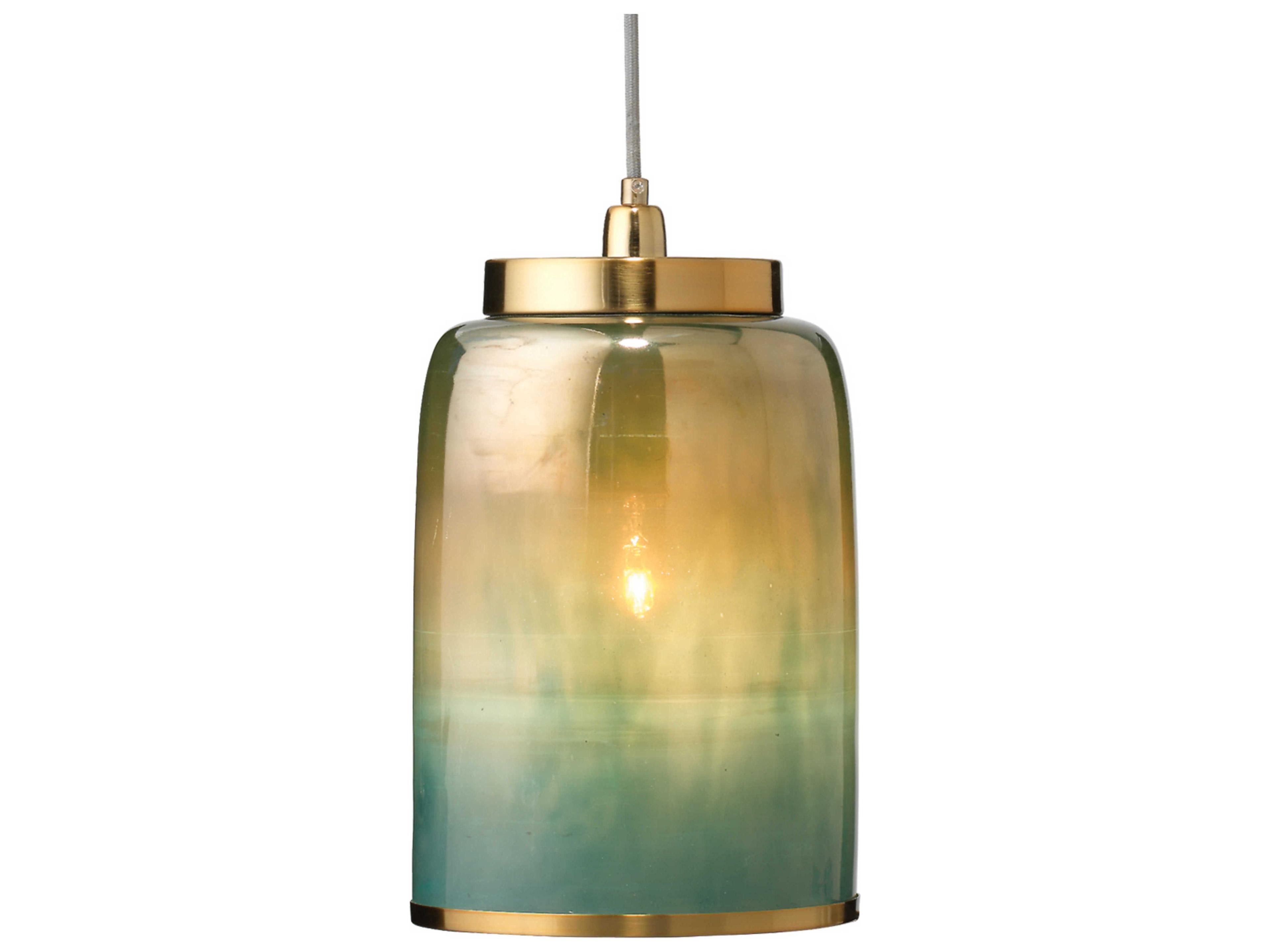 Jamie Young Vapor 1-Light Aqua Metallic Glass Blue Cylinder Mini Pendant