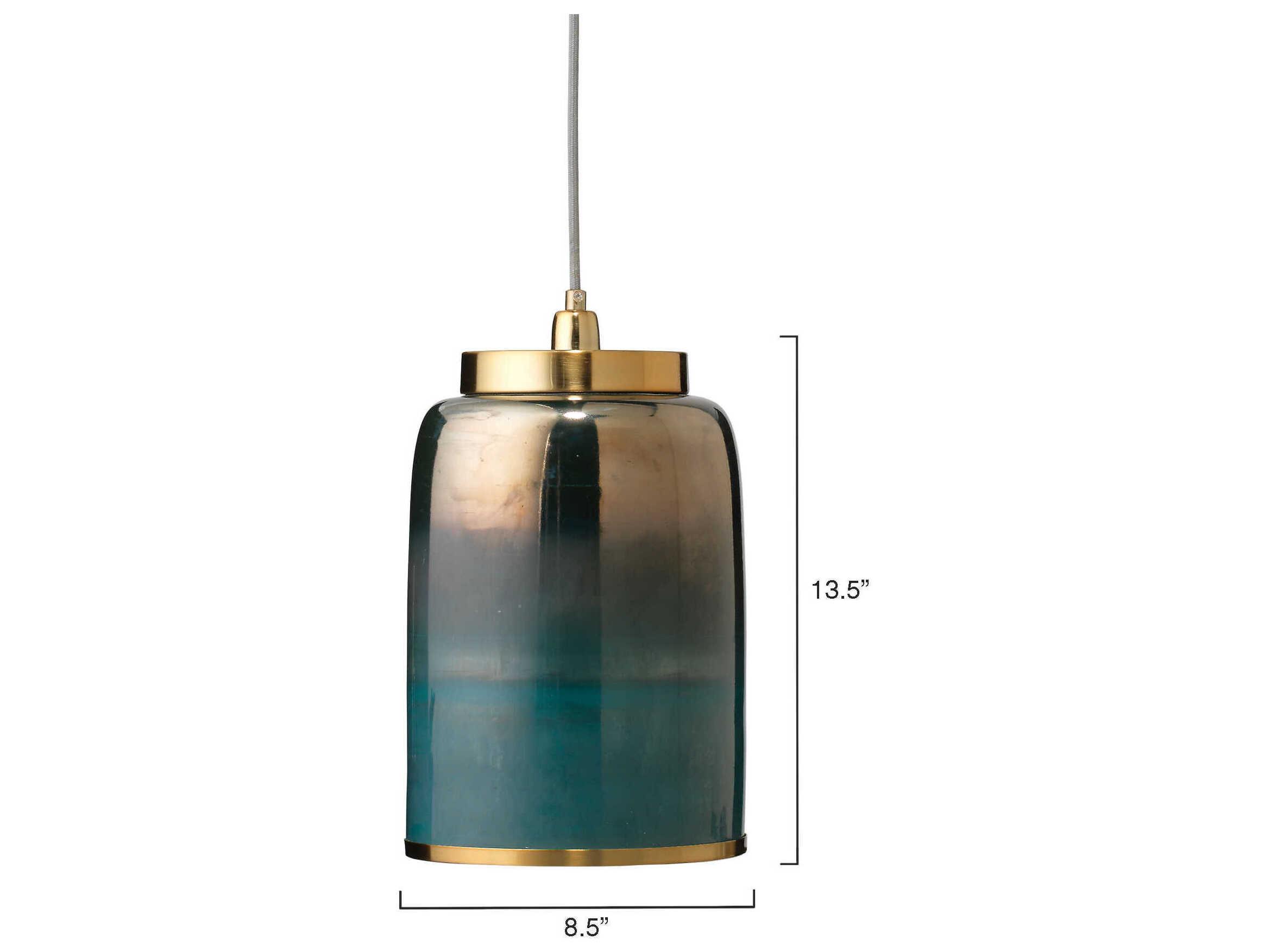 Jamie Young Vapor 1-Light Aqua Metallic Glass Blue Cylinder Mini Pendant
