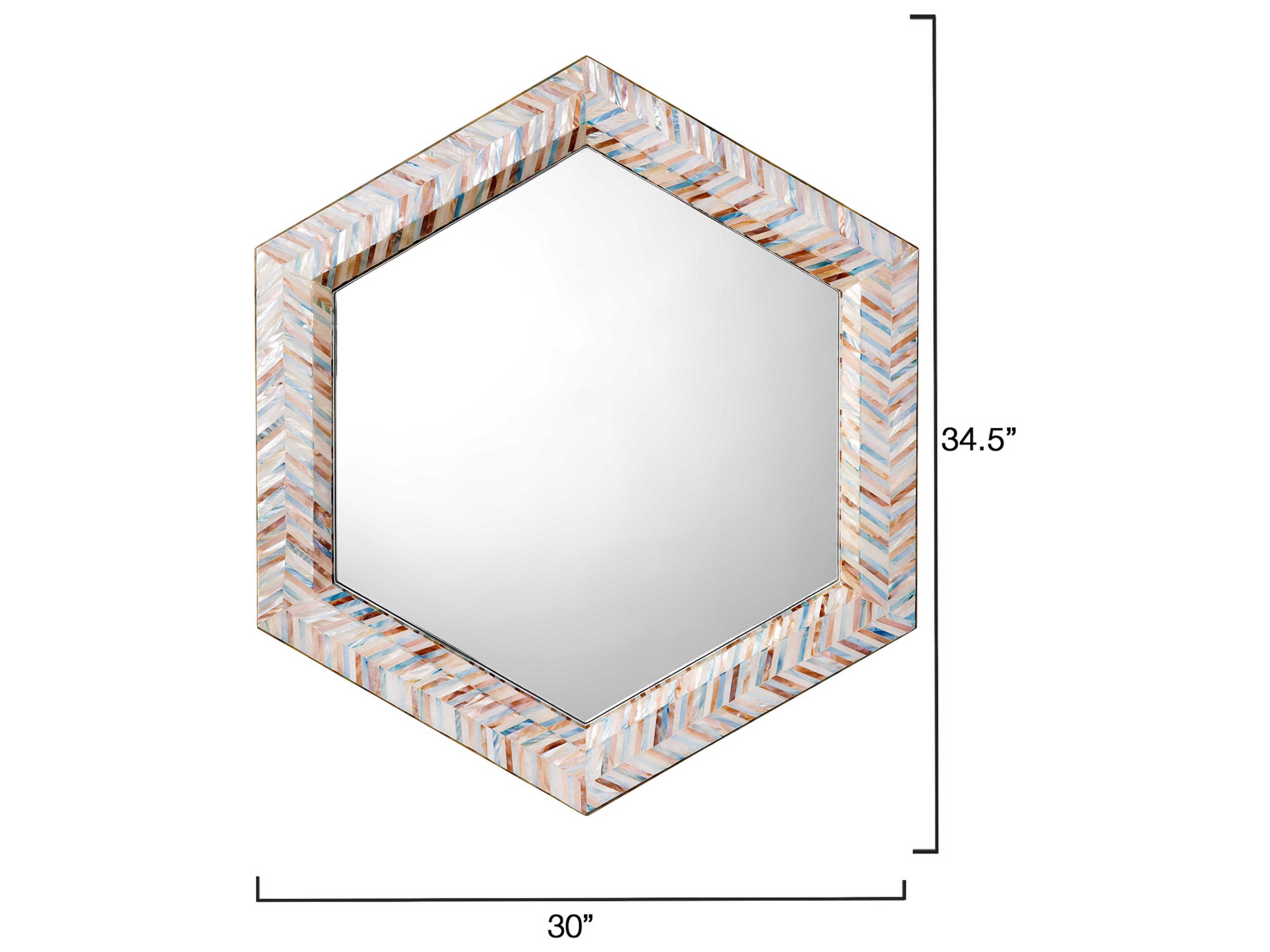 Jamie Young Academy Mother of Pearl Blue Hexagon Wall Mirror