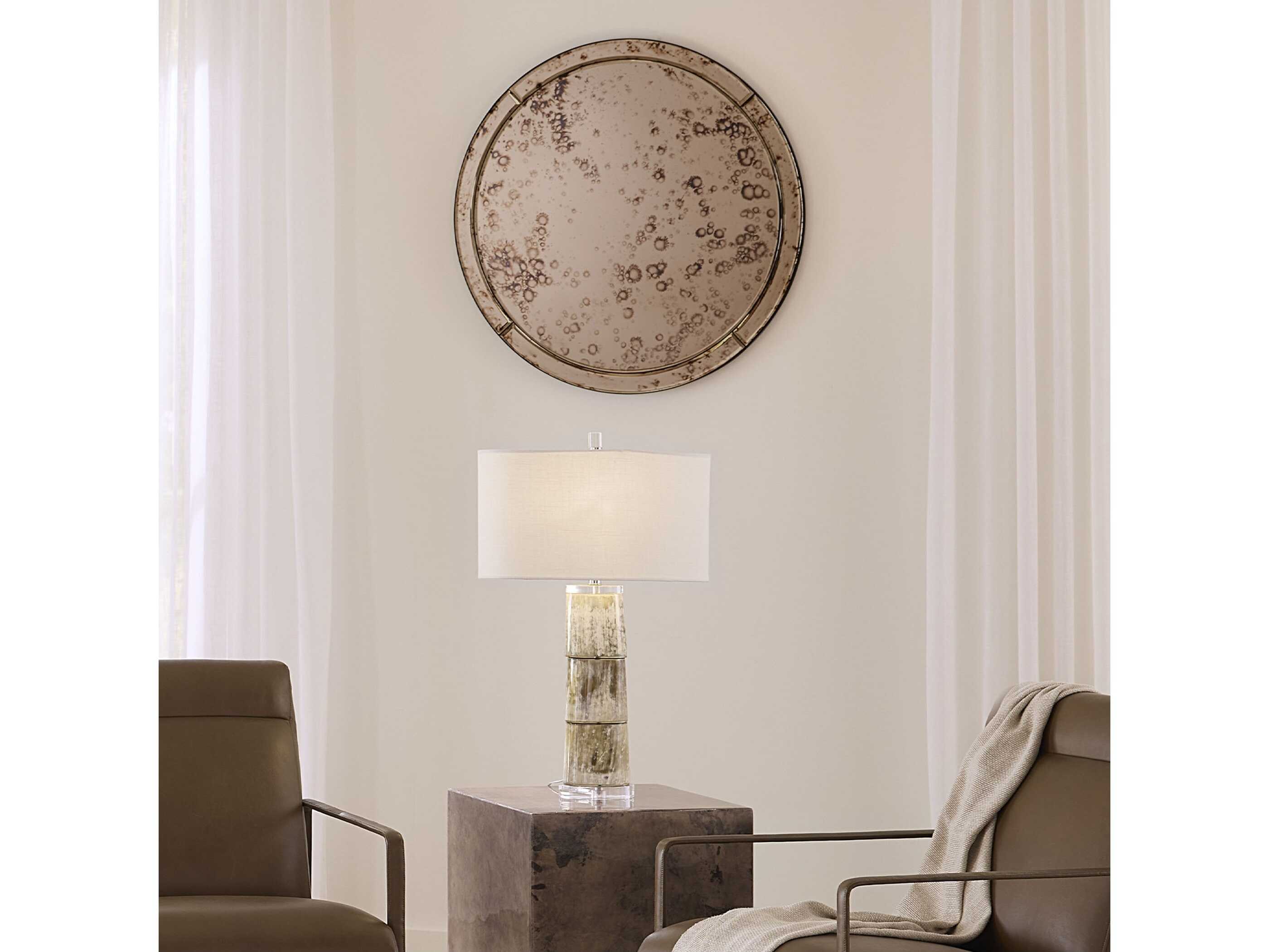 Jamie Young Chambord Antique Brass Wall Mirror Round