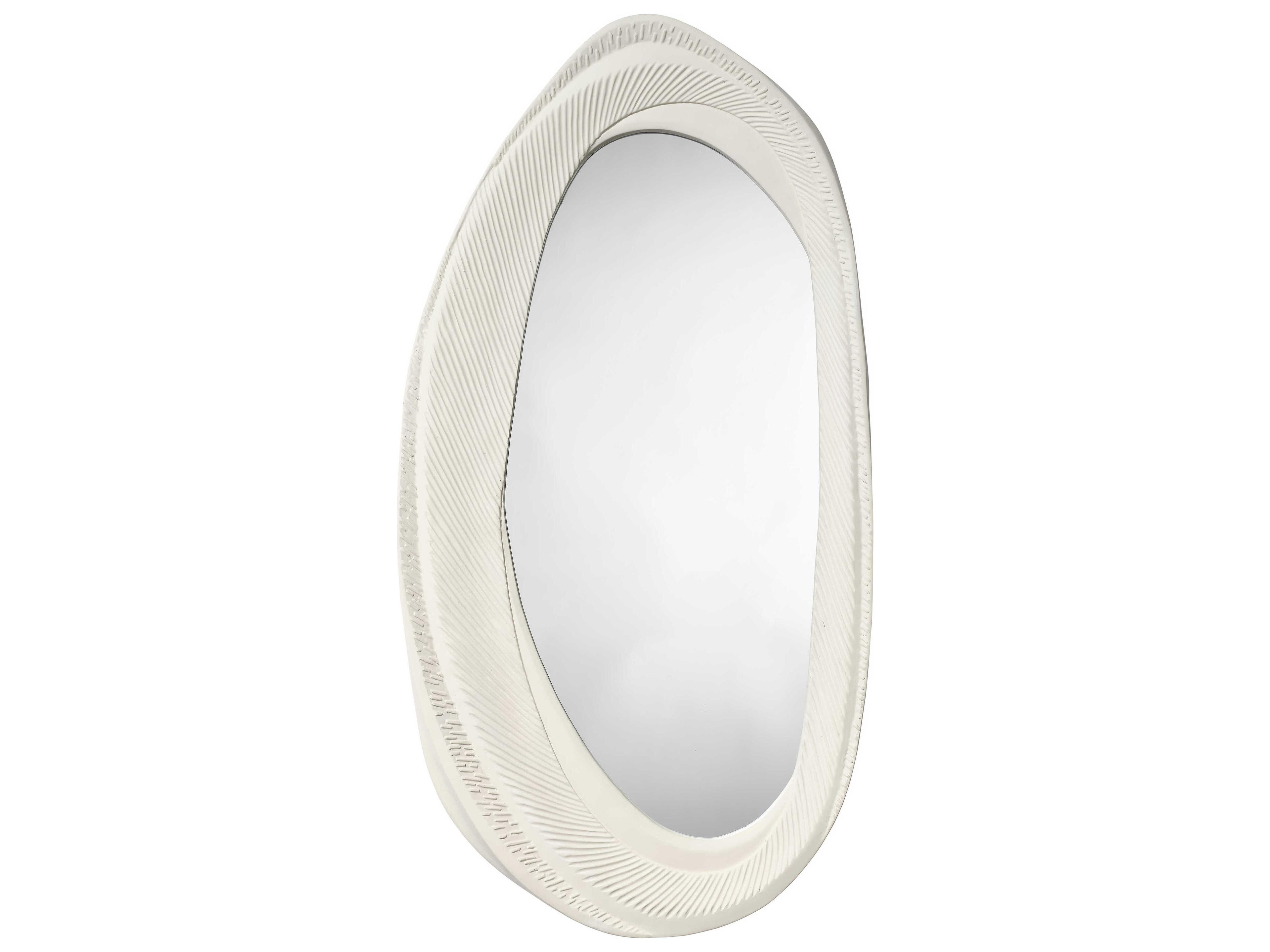 Jamie Young Denali Matte White Oval Wall Mirror