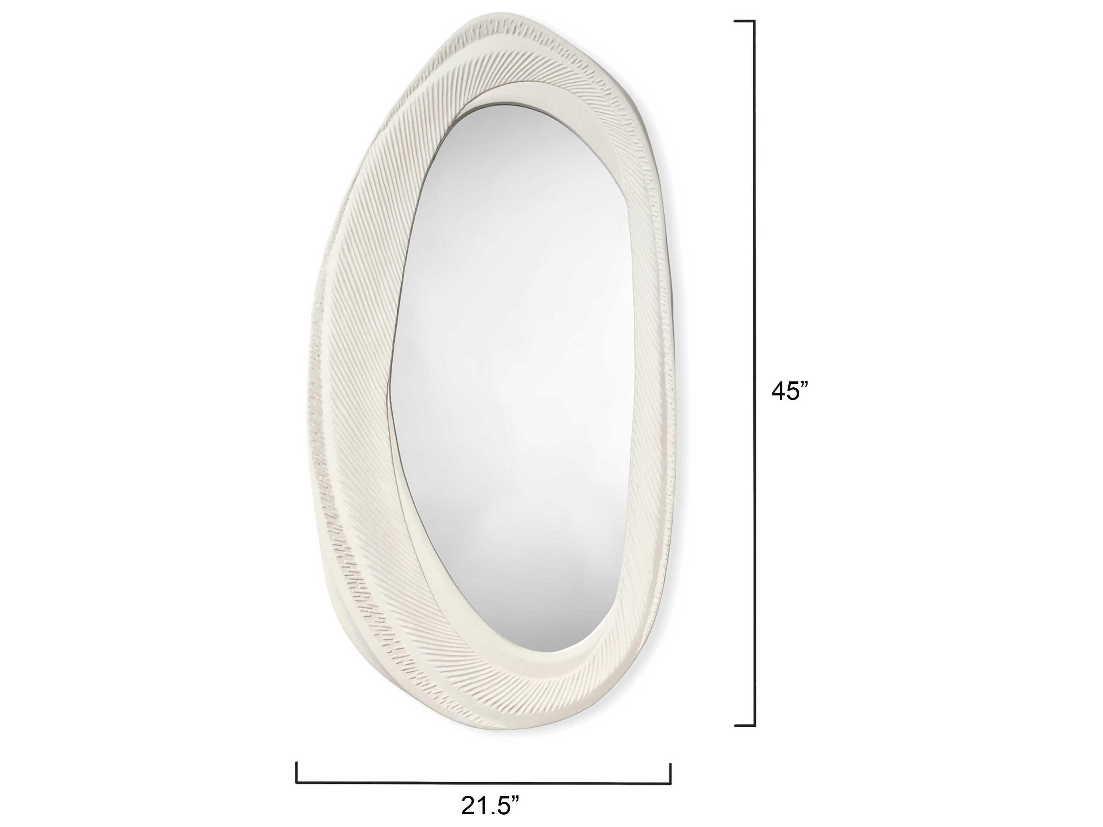 Jamie Young Denali Matte White Oval Wall Mirror