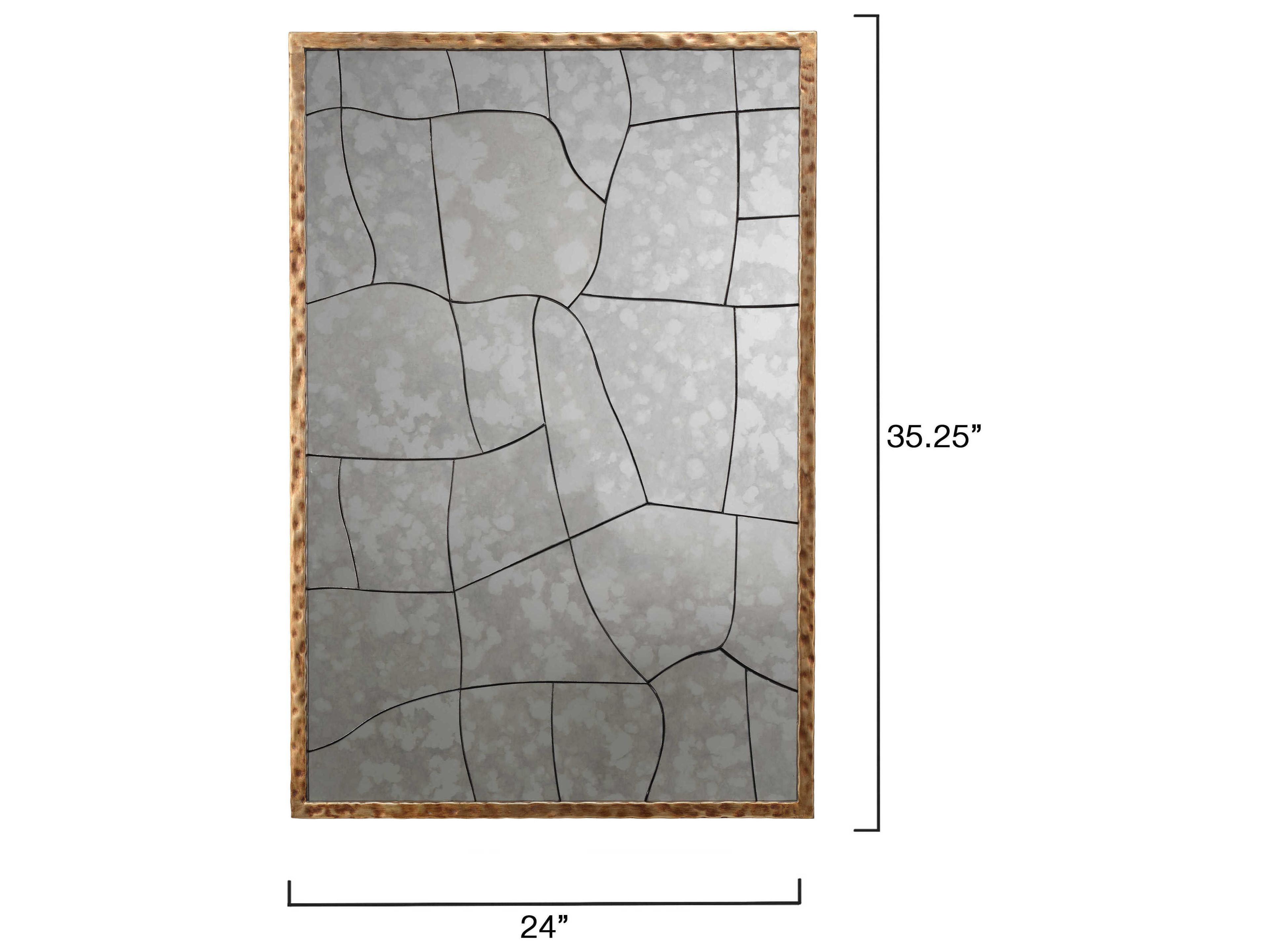 Jamie Young Fractured Hammered Brass Rectangular Antique Mirror