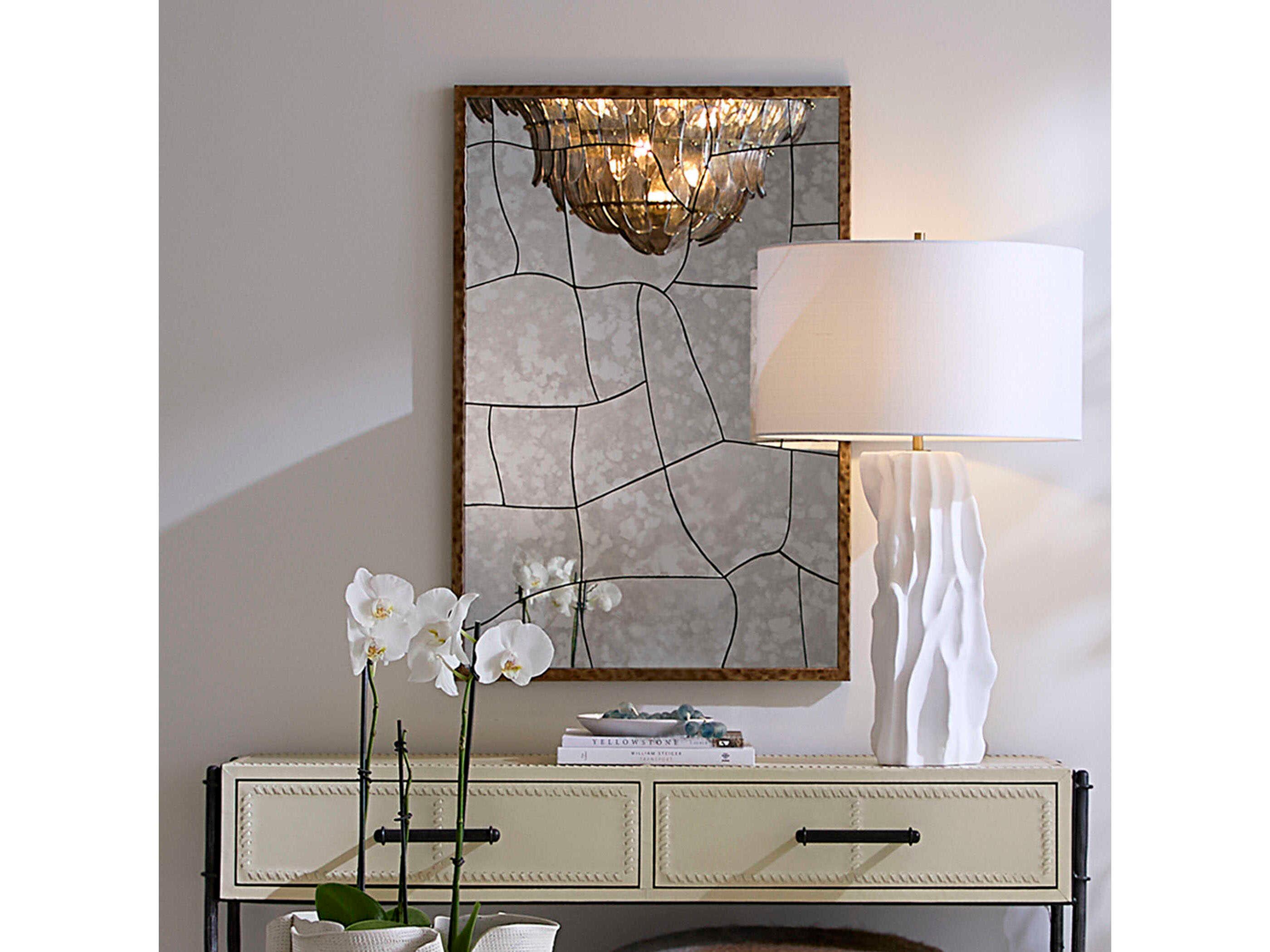 Jamie Young Fractured Hammered Brass Rectangular Antique Mirror