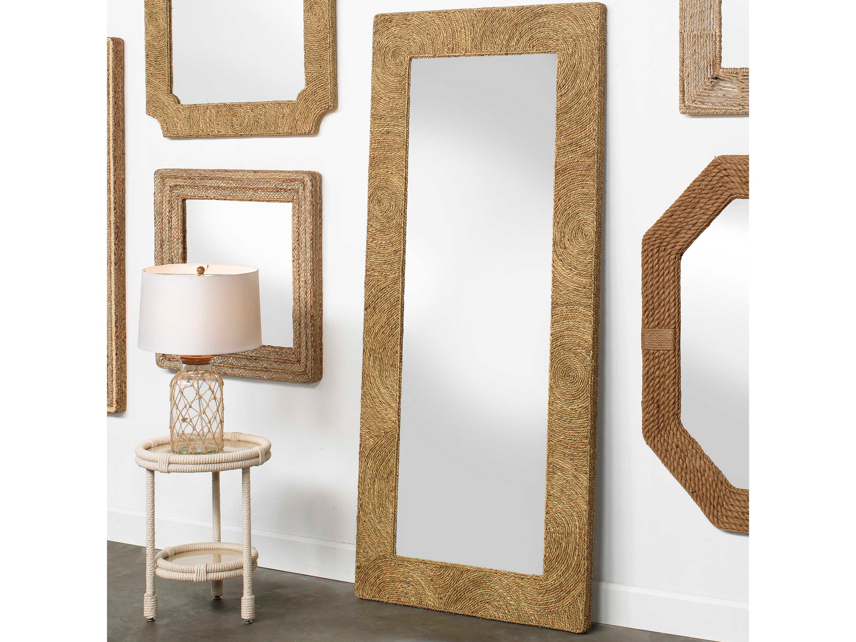 Jamie Young Harbor Natural Seagrass Rectangular Floor Mirror