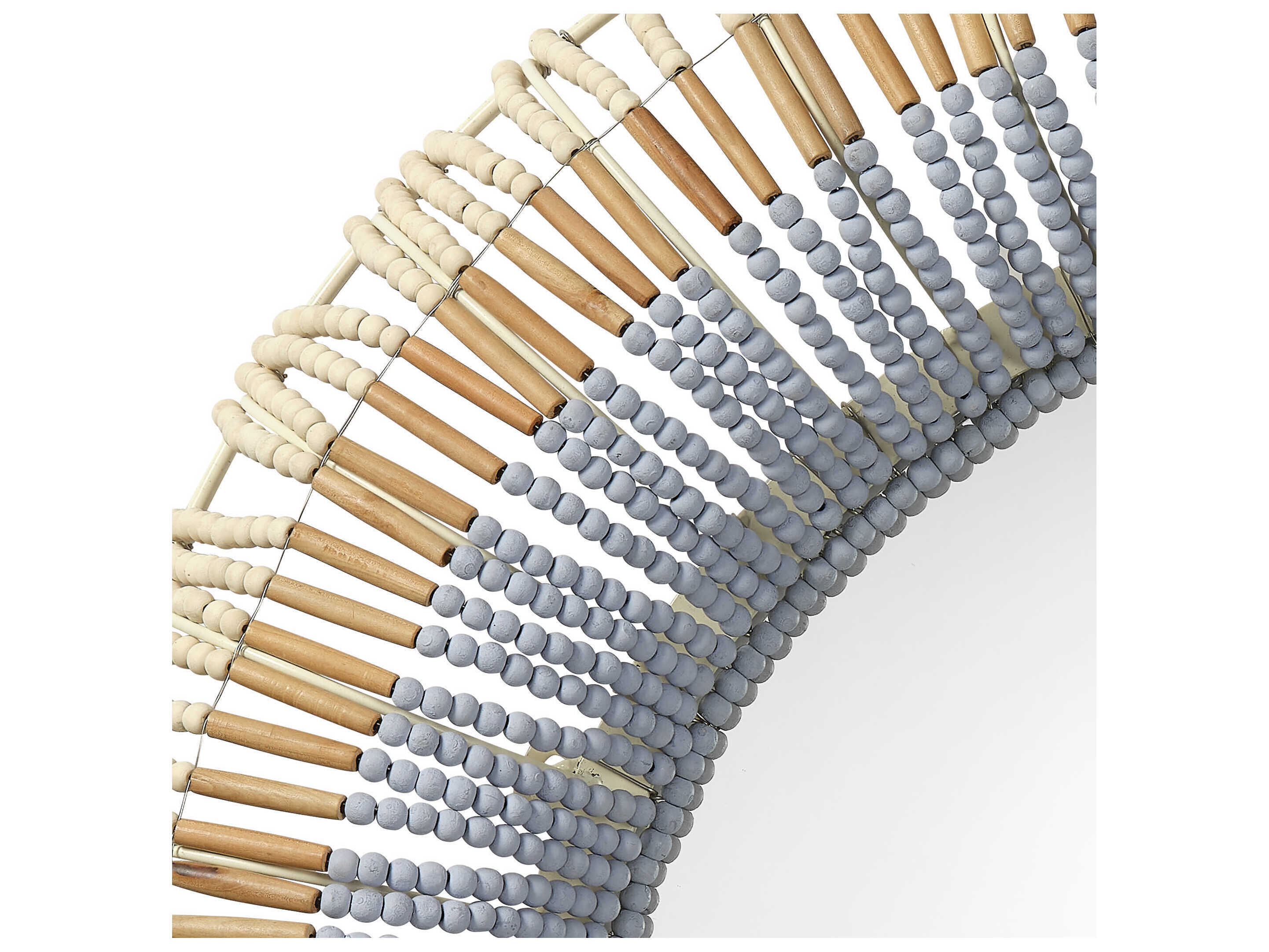 Jamie Young Native Beaded Natural / Blue Round Wall Mirror