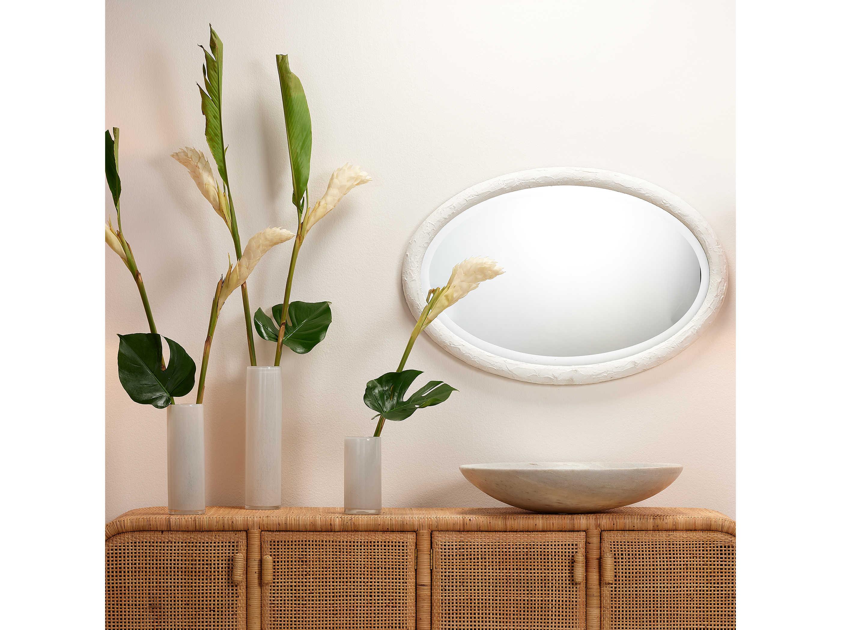 Jamie Young Ovation Textured White Resin Oval Wall Mirror