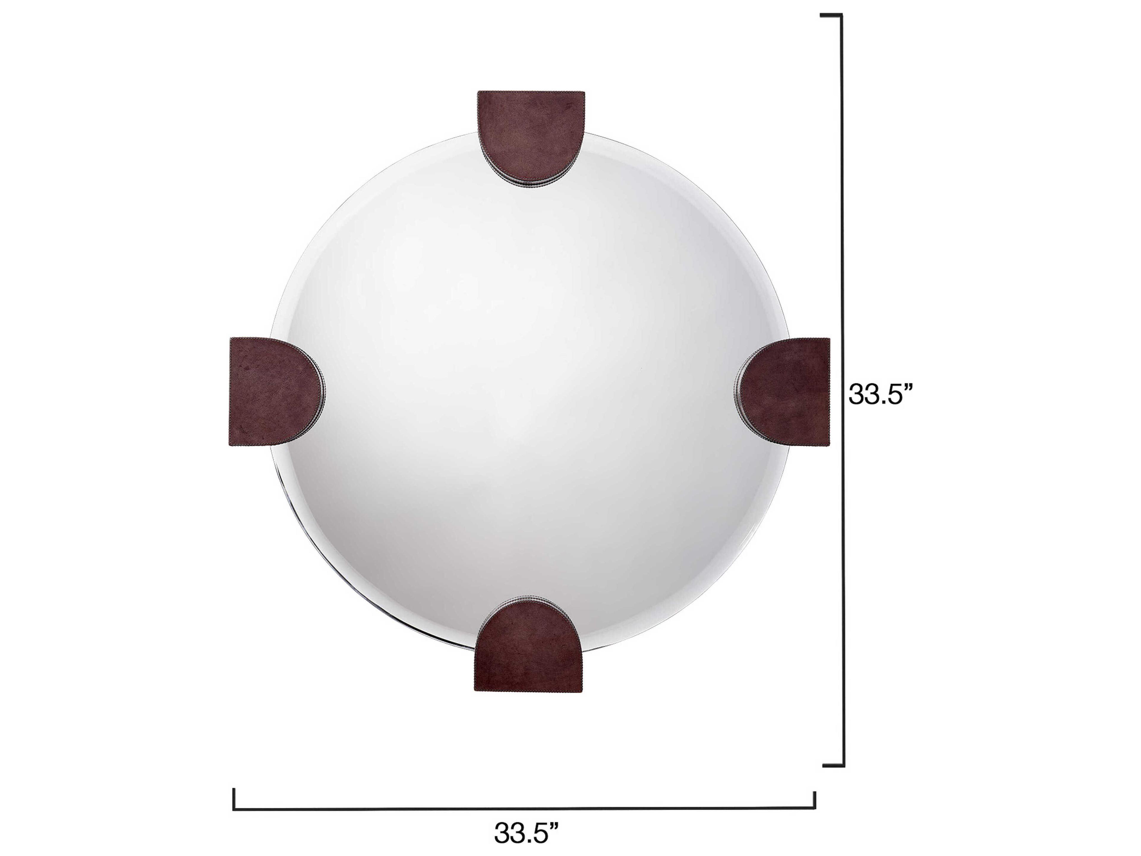 Jamie Young Quadrant Leather Grey Round Wall Mirror