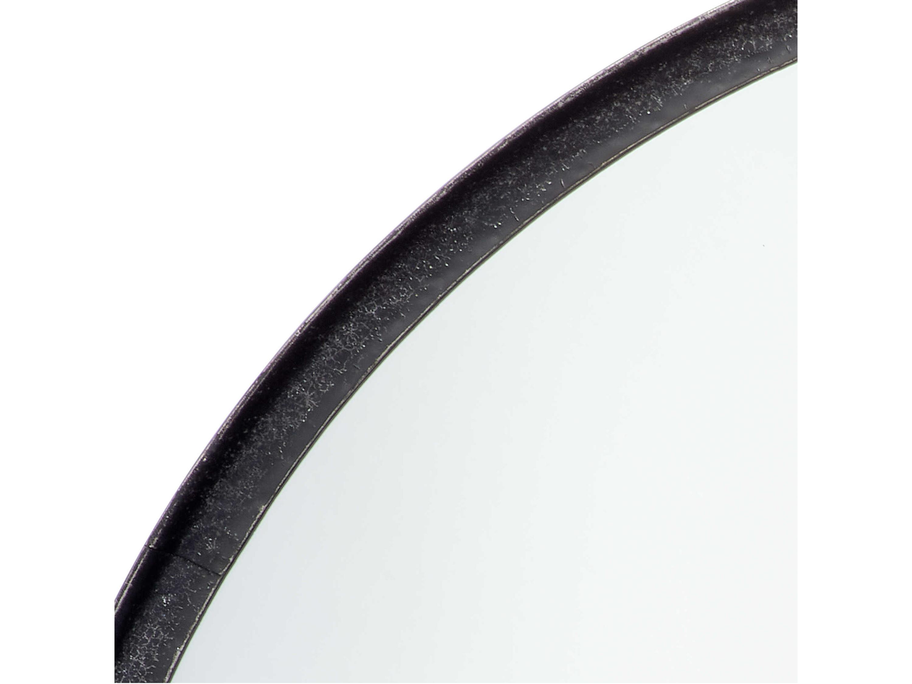 Jamie Young Black Distressed Metal Round Wall Mirror