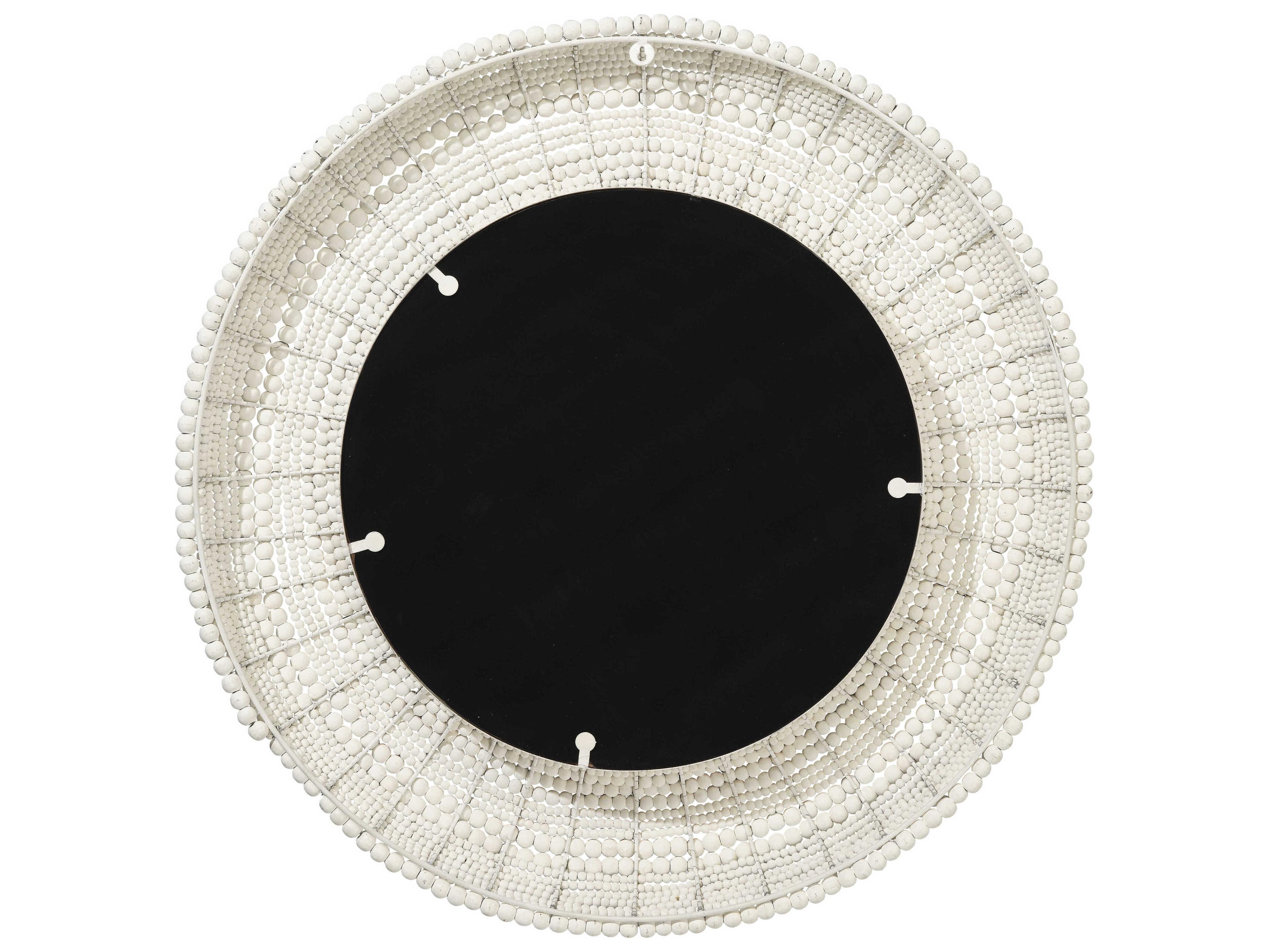 Jamie Young Strand Beaded White Round Wall Mirror