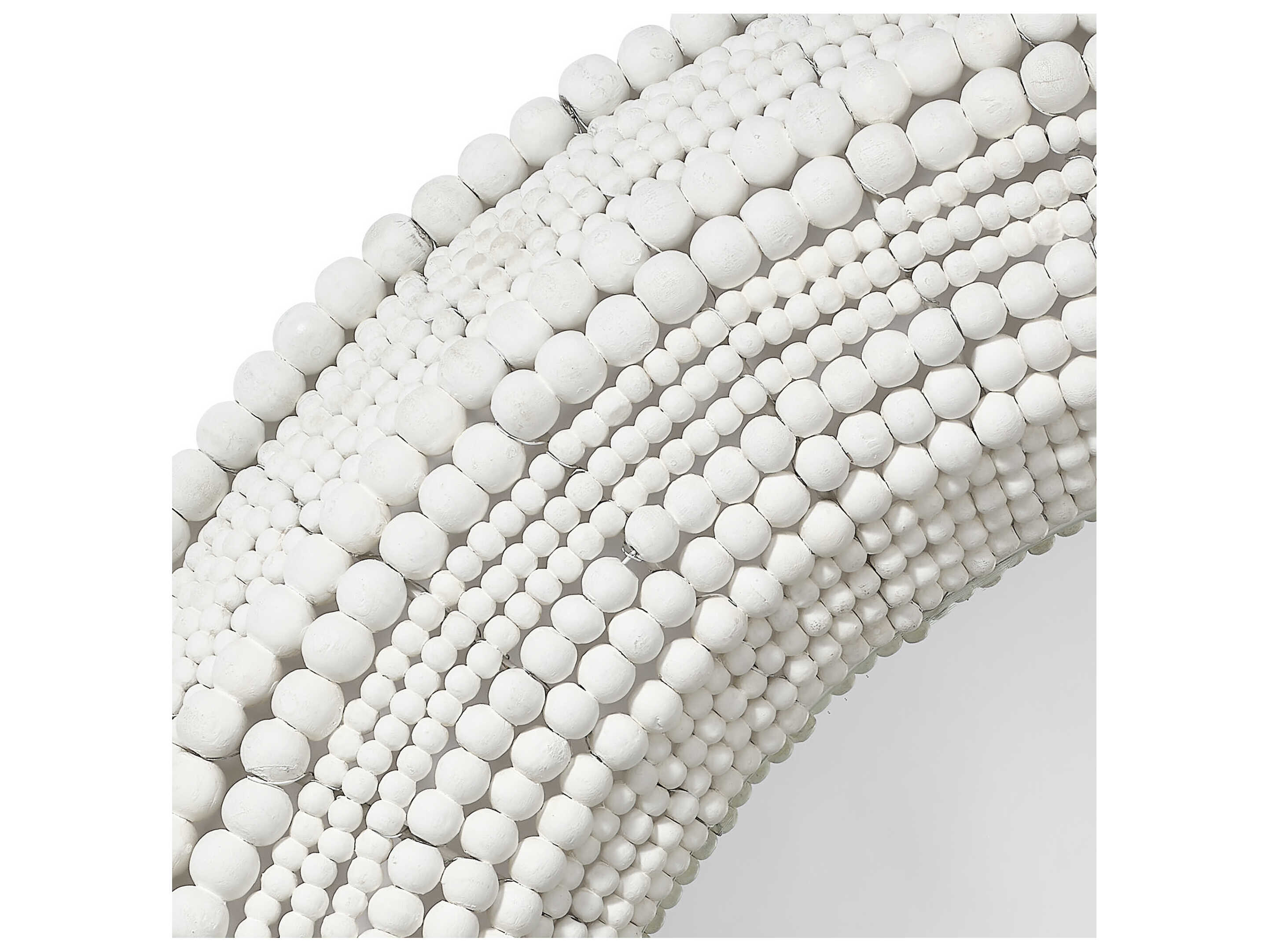 Jamie Young Strand Beaded White Round Wall Mirror
