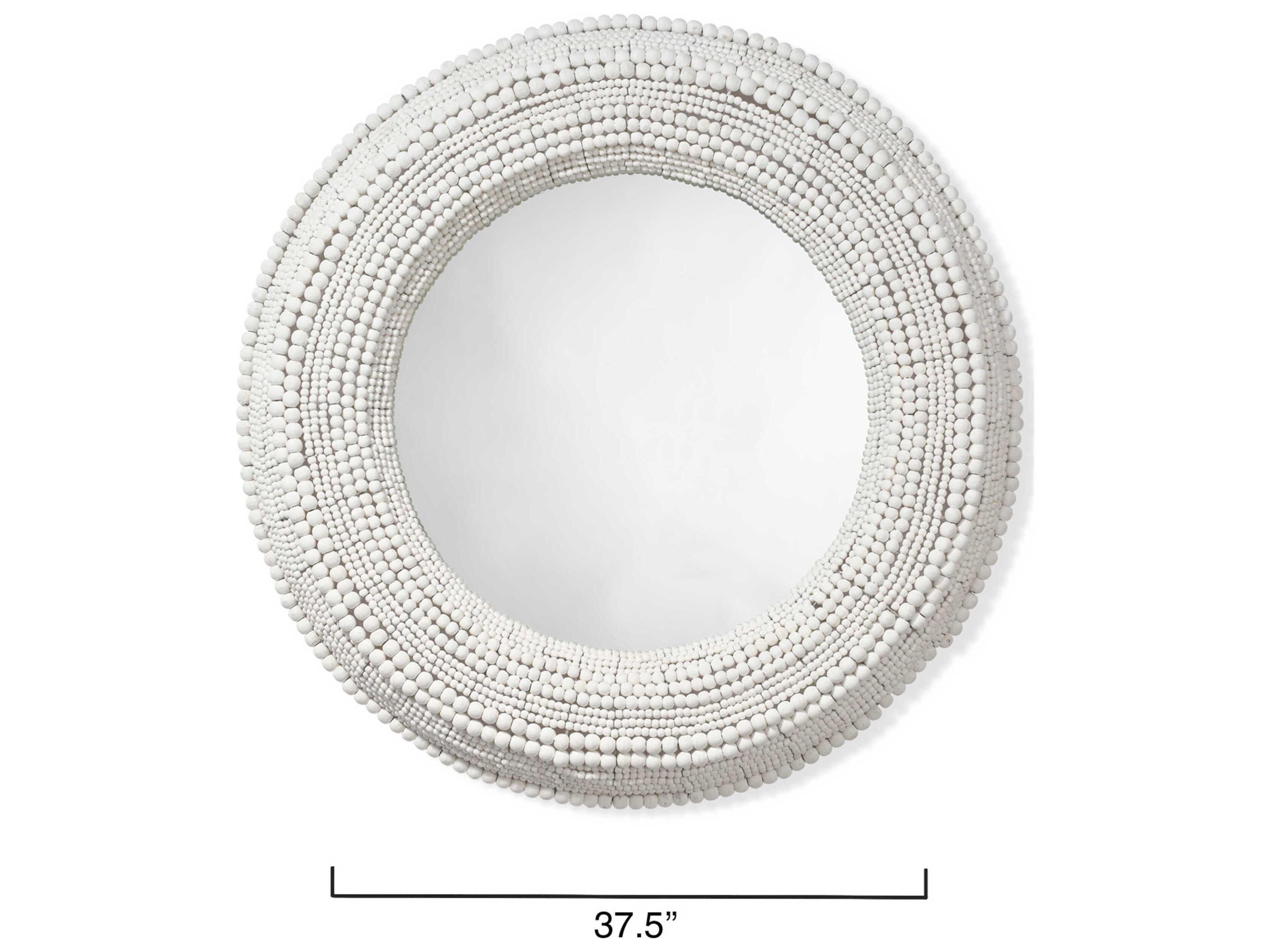 Jamie Young Strand Beaded White Round Wall Mirror