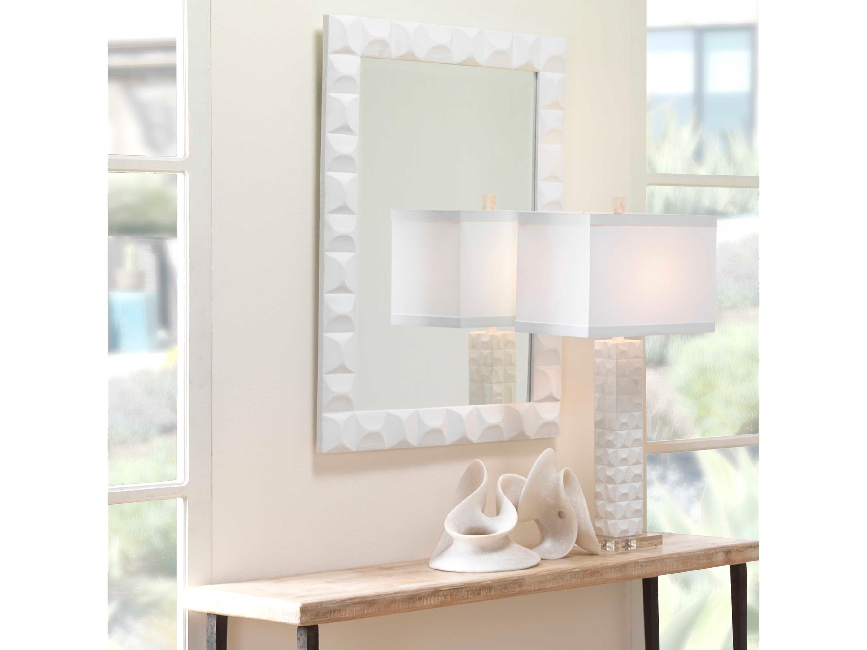 Jamie Young Astor White Gesso Rectangular Wall Mirror