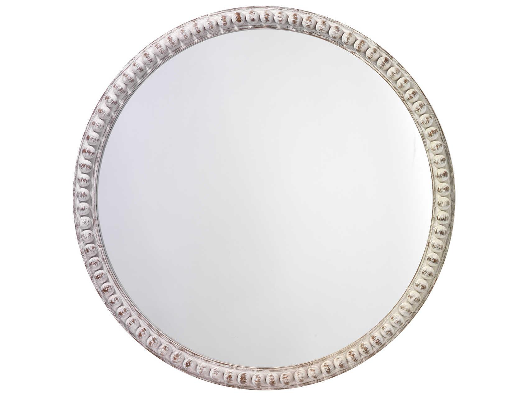 Jamie Young Audrey White Wood Round Wall Mirror