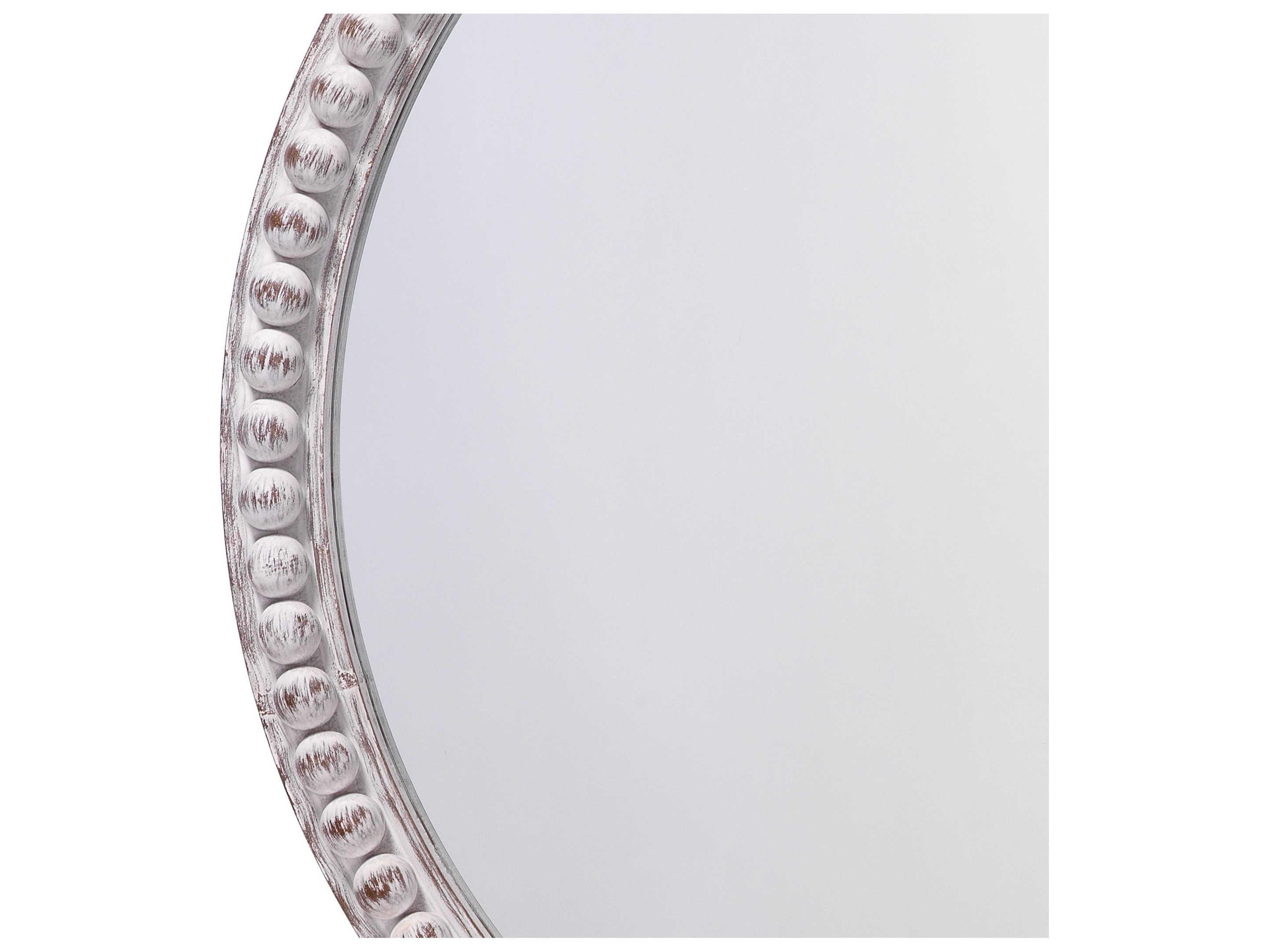 Jamie Young Audrey White Wood Round Wall Mirror
