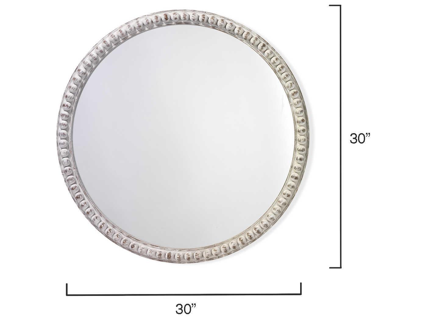 Jamie Young Audrey White Wood Round Wall Mirror