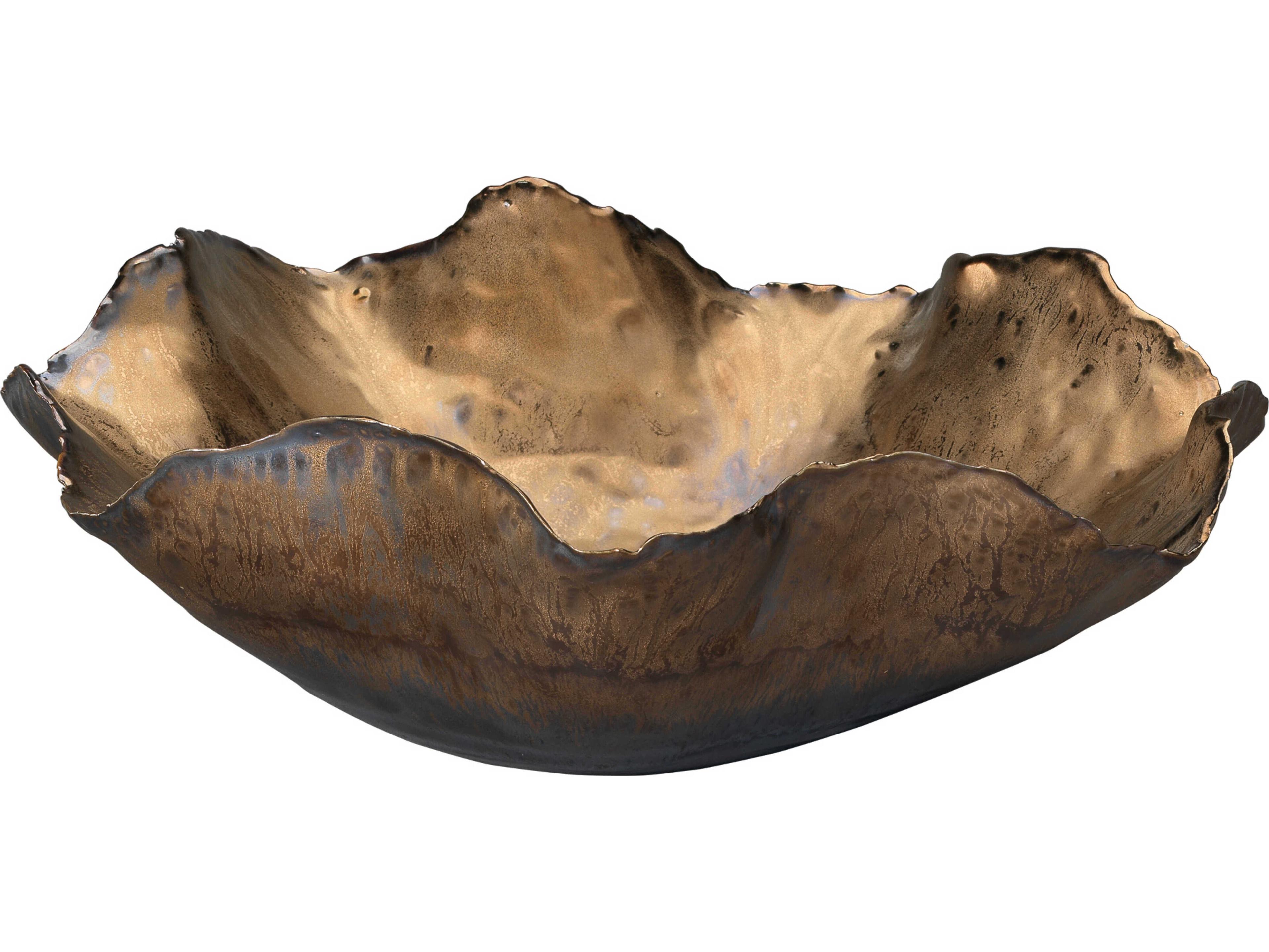 Jamie Young Peony Antique Gold Ceramic Large Bowl