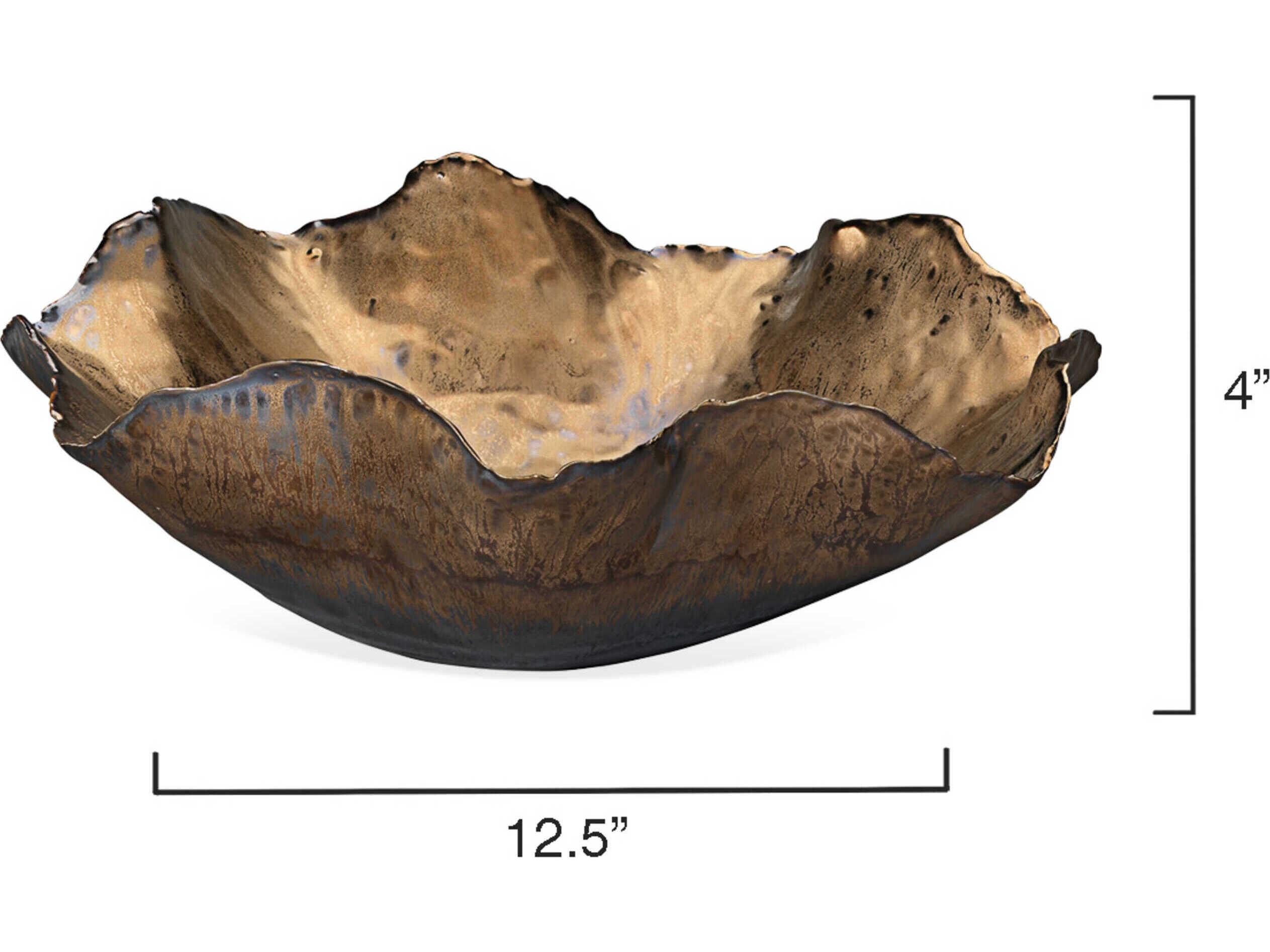 Jamie Young Peony Antique Gold Ceramic Large Bowl