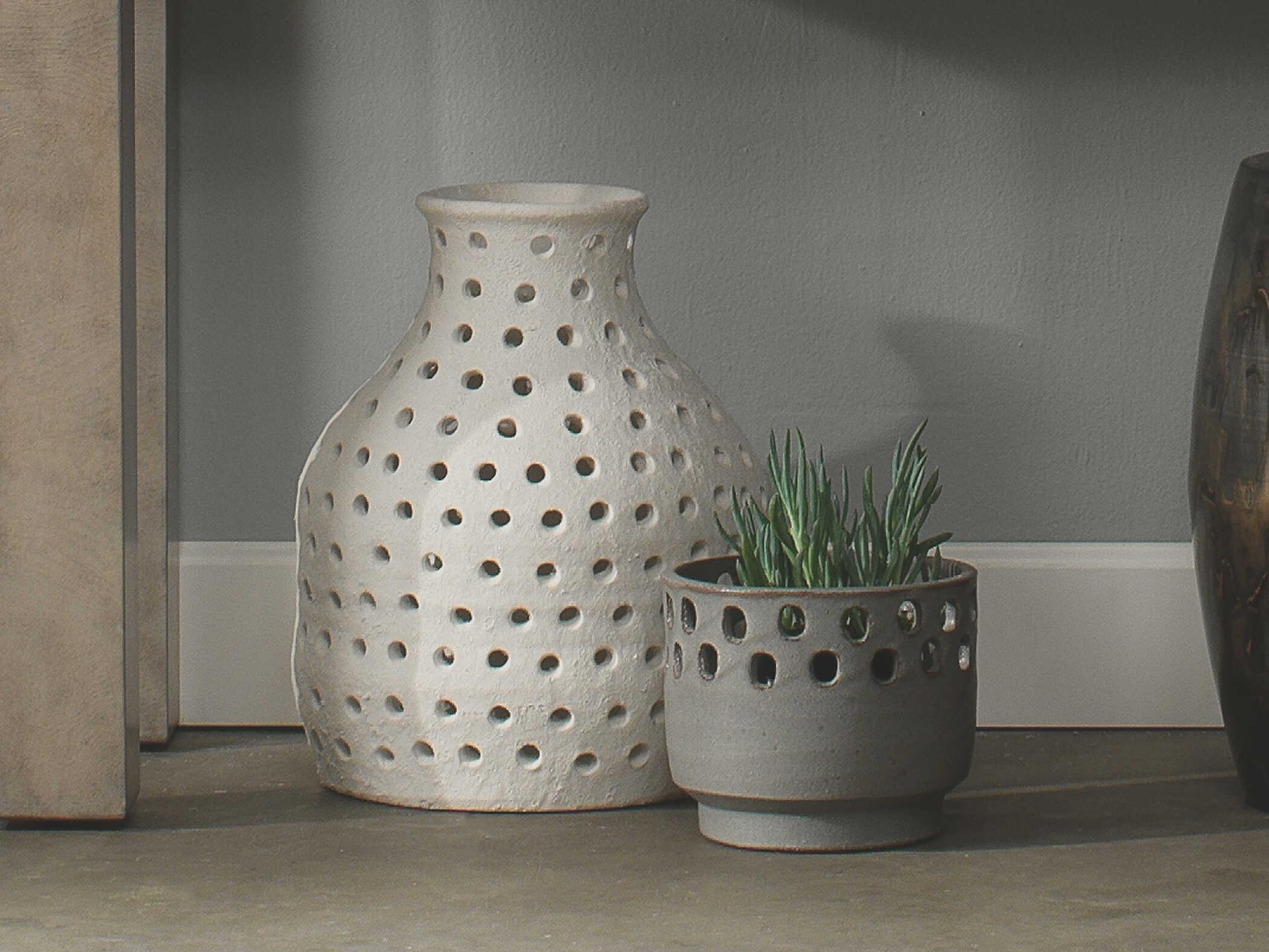 Jamie Young Porous Matte White Ceramic Small Porous Case