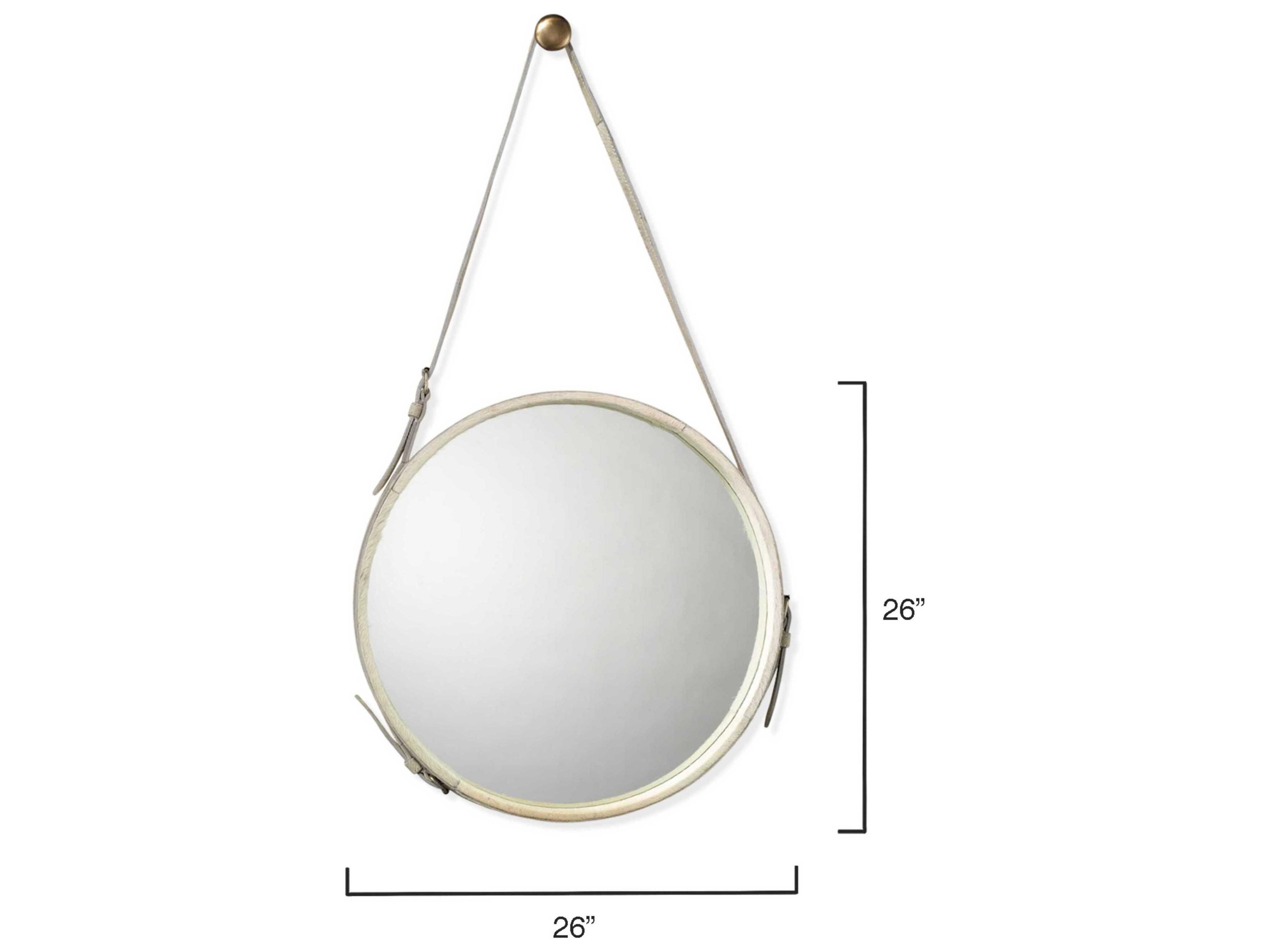 Jamie Young Round Large Brown Leather Mirror