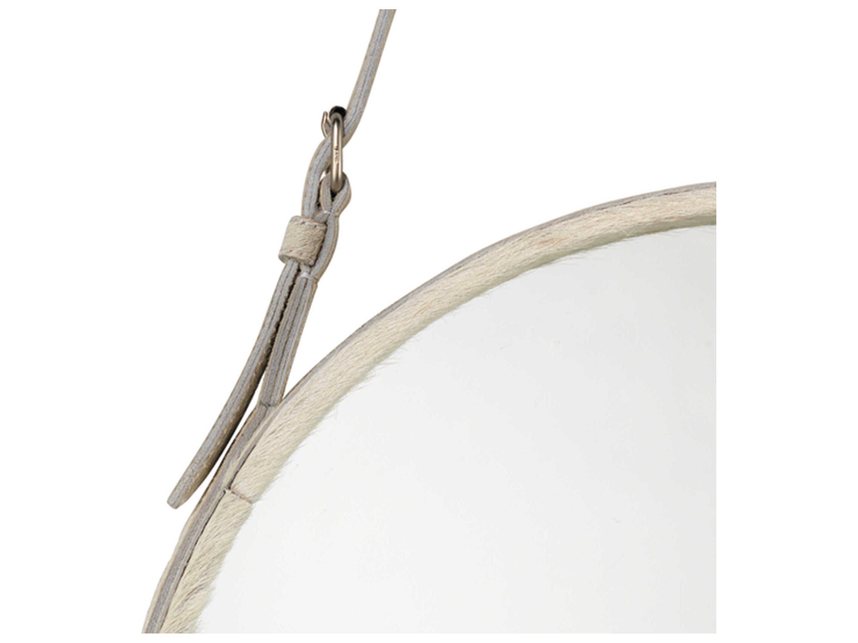 Jamie Young Round Large Brown Leather Mirror