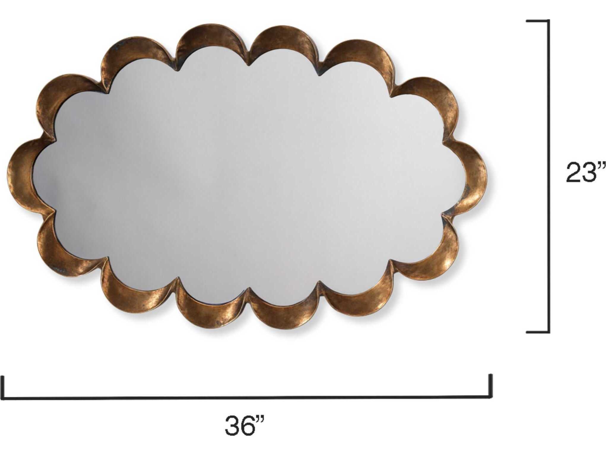 Jamie Young Scalloped Antique Brass Oval Wall Mirror