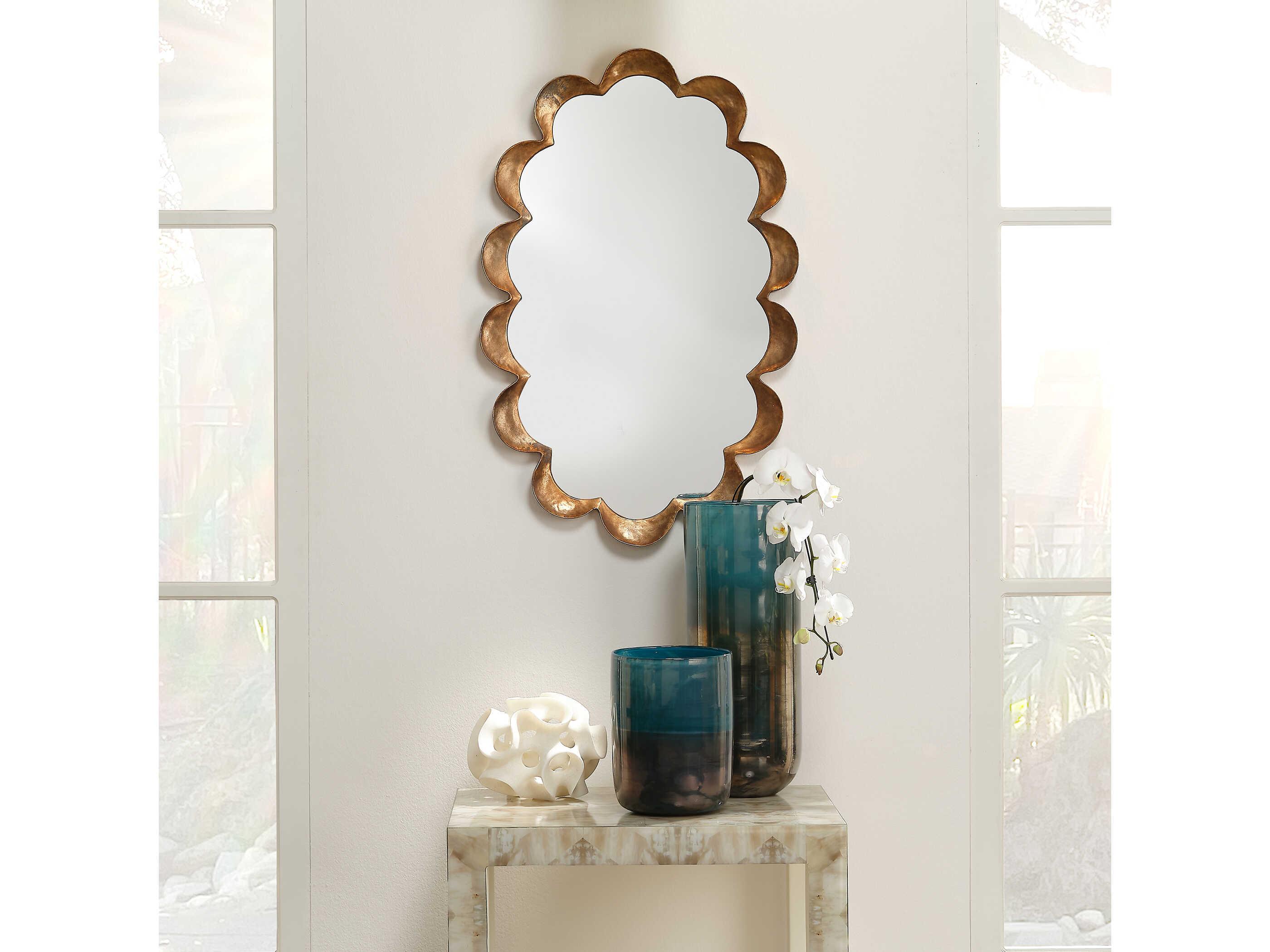 Jamie Young Scalloped Antique Brass Oval Wall Mirror