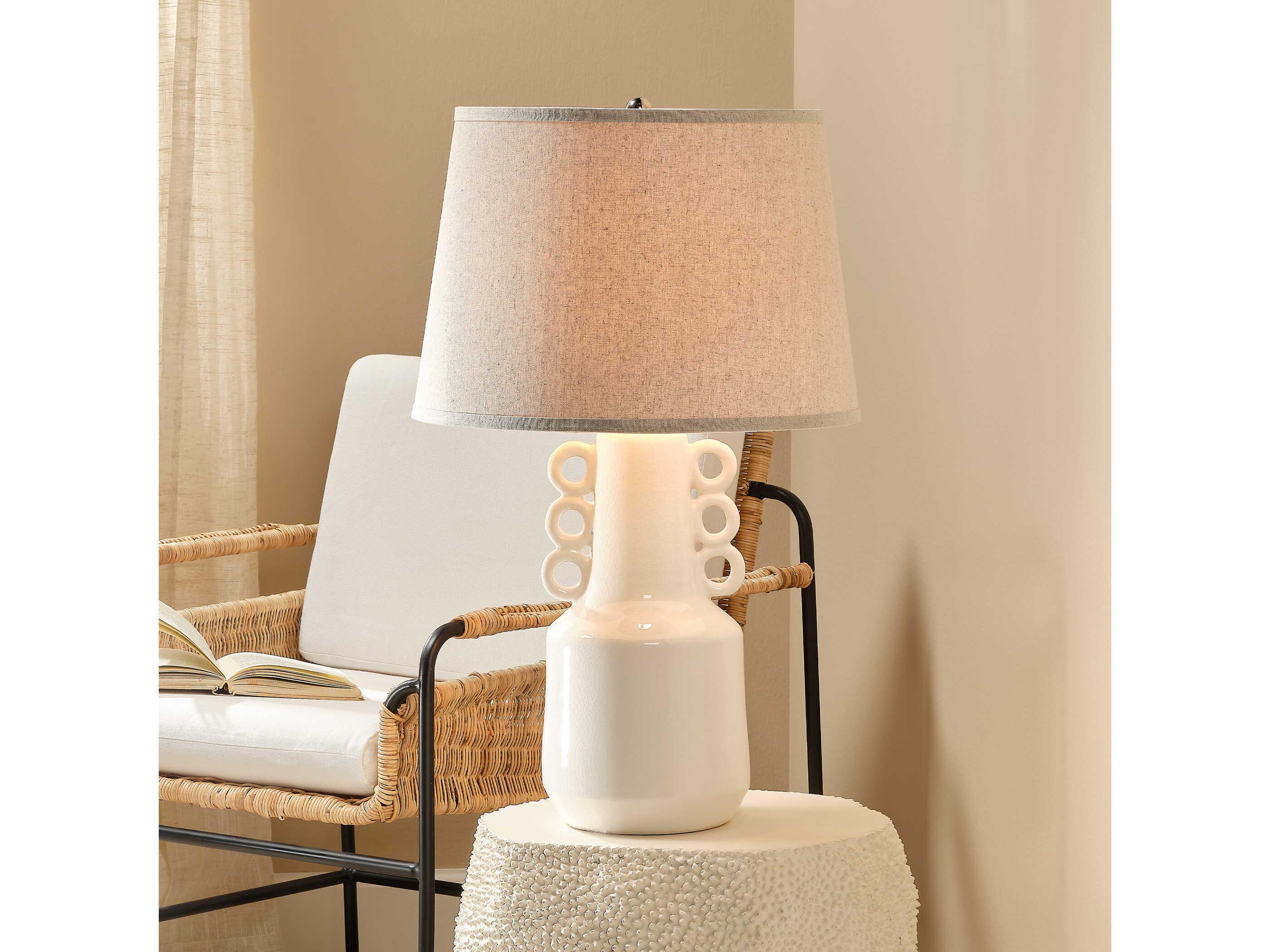 Jamie Young Circus White Natural Linen Cone Buffet Lamp