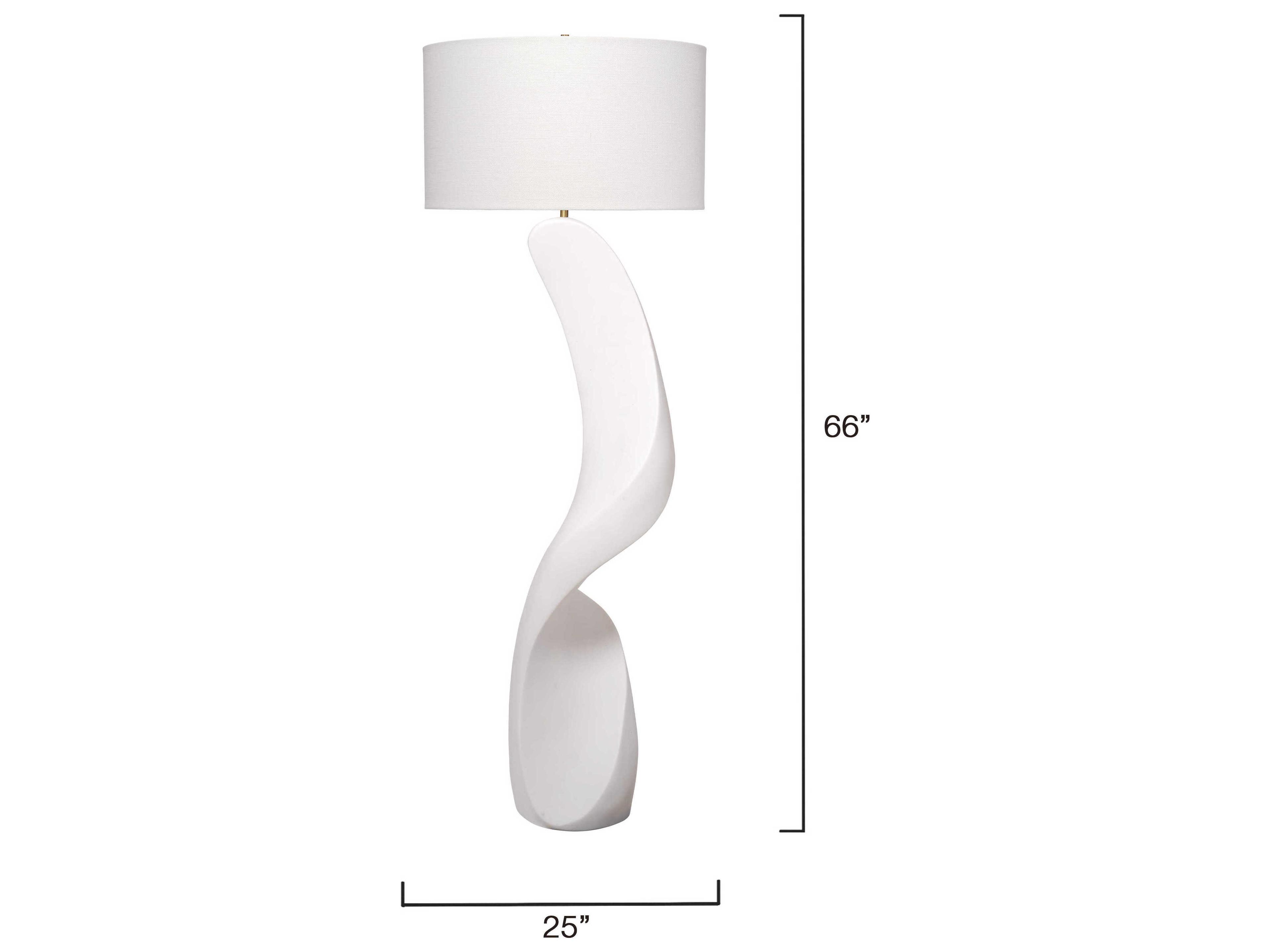 Jamie Young Cobra Smooth White Linen Floor Lamp