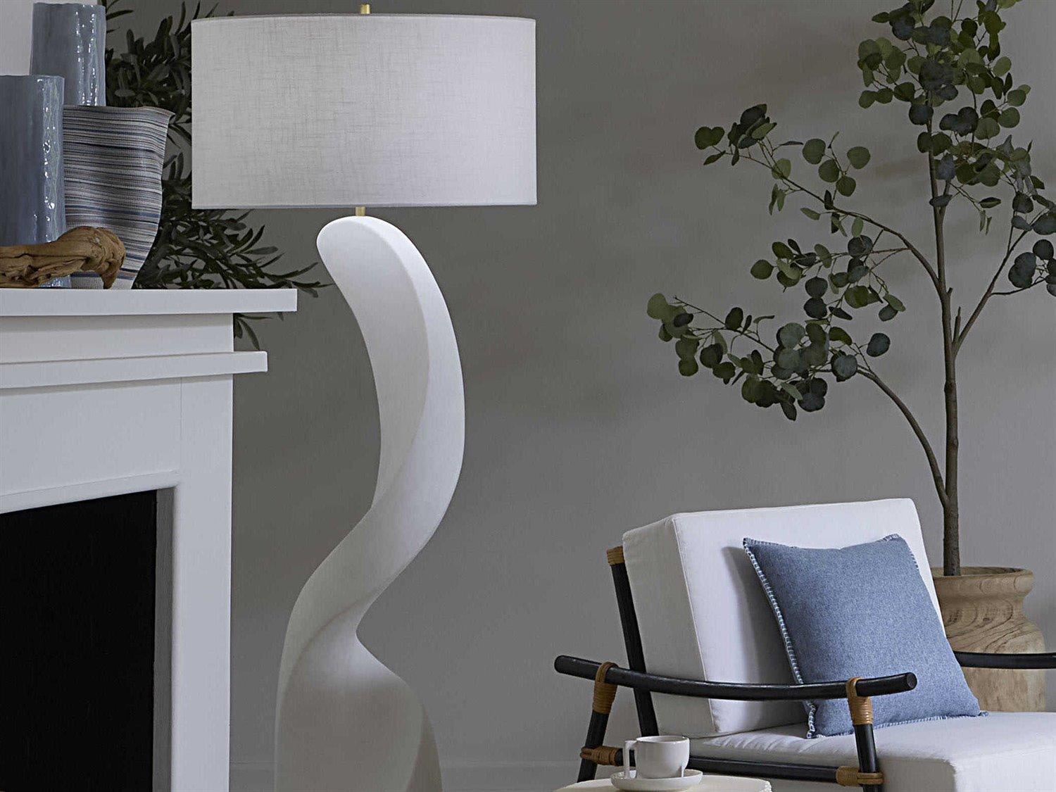Jamie Young Cobra Smooth White Linen Floor Lamp
