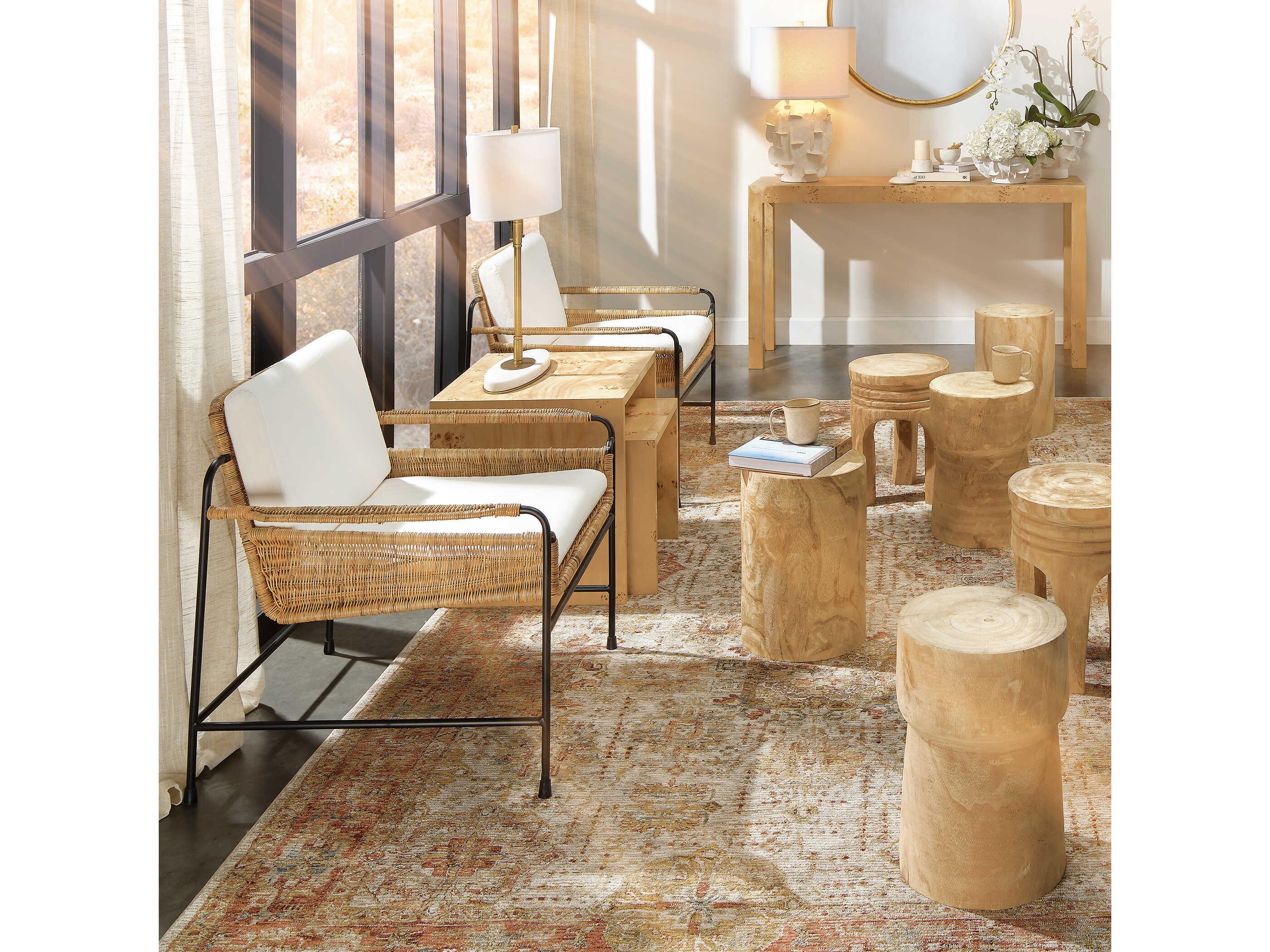 Jamie Young Helios White Linen Drum Buffet Lamp