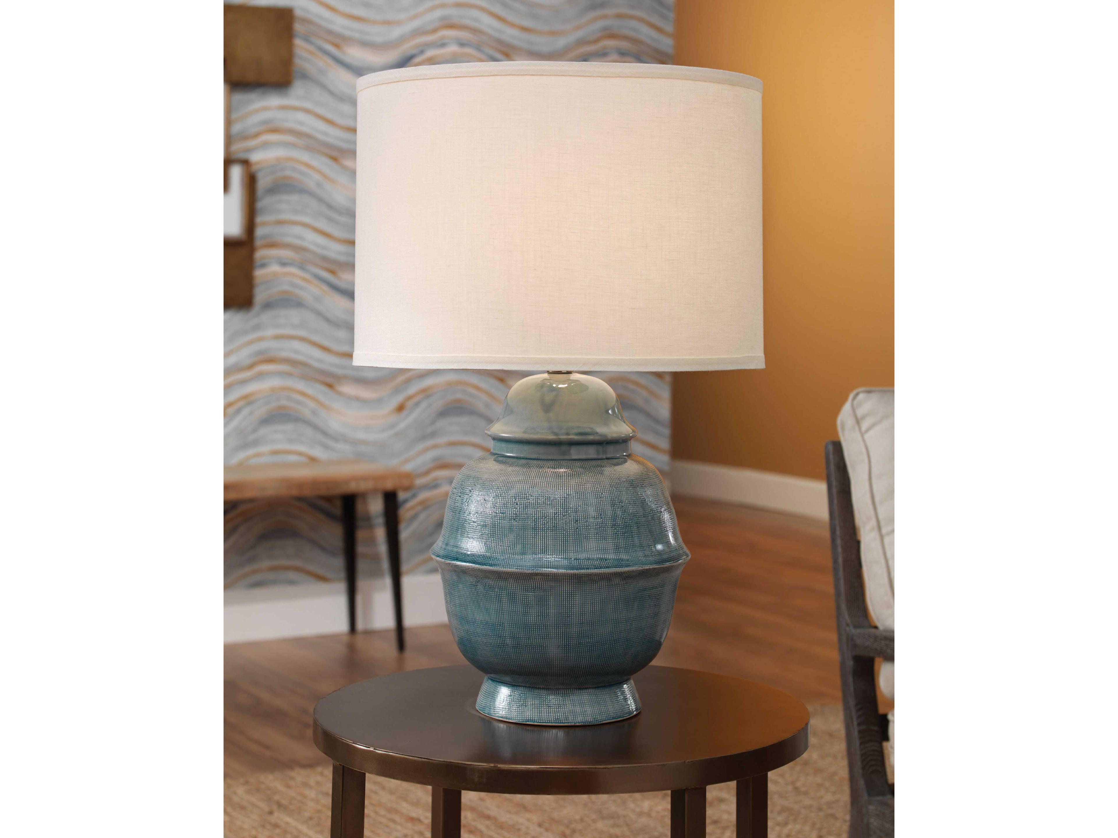 Jamie Young Kaya Blue Ceramic Buffet Lamp