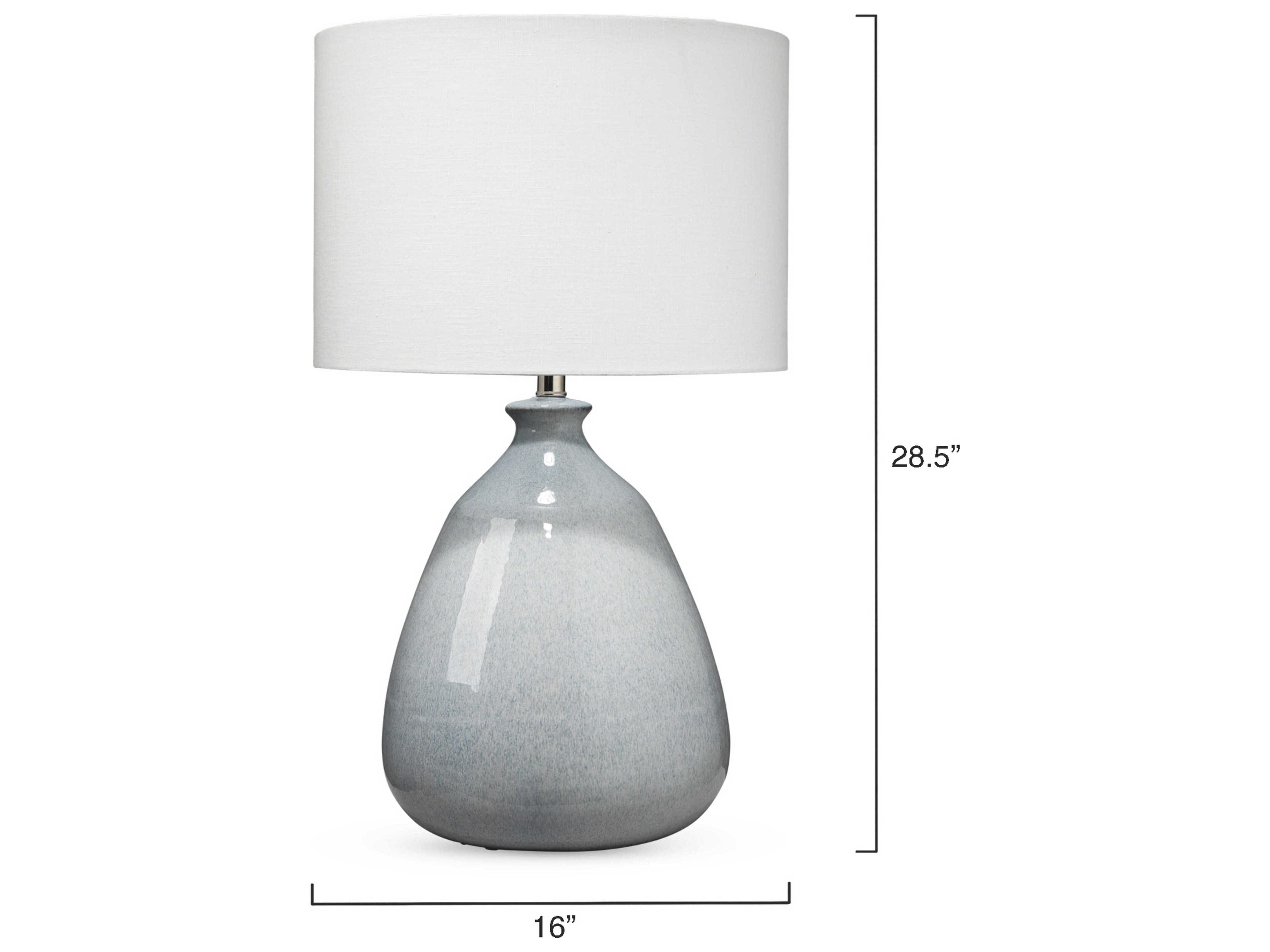 Jamie Young Levi Blue Linen White Drum Buffet Lamp